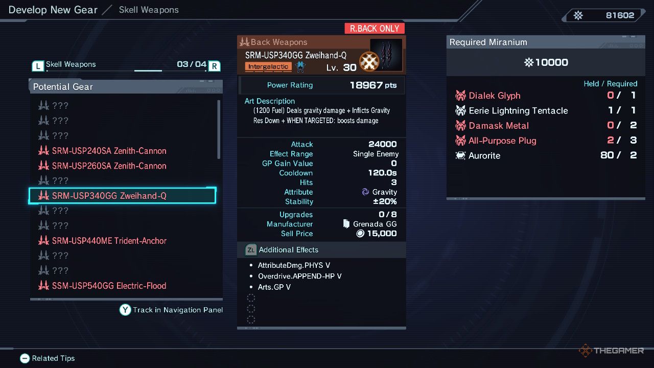 Xenoblade Chronicles X Definitive Edition Skell Weapon Zweihand Q.