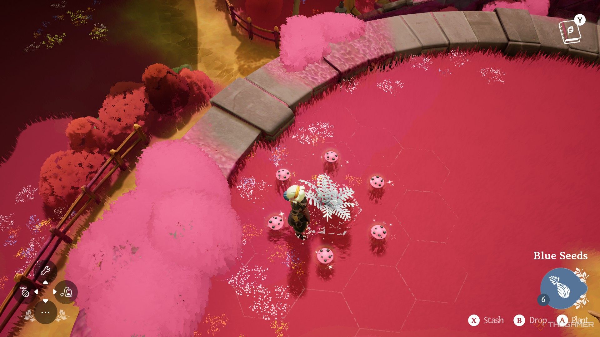 Alta experiments with a mushroom circle in Wanderstop. 