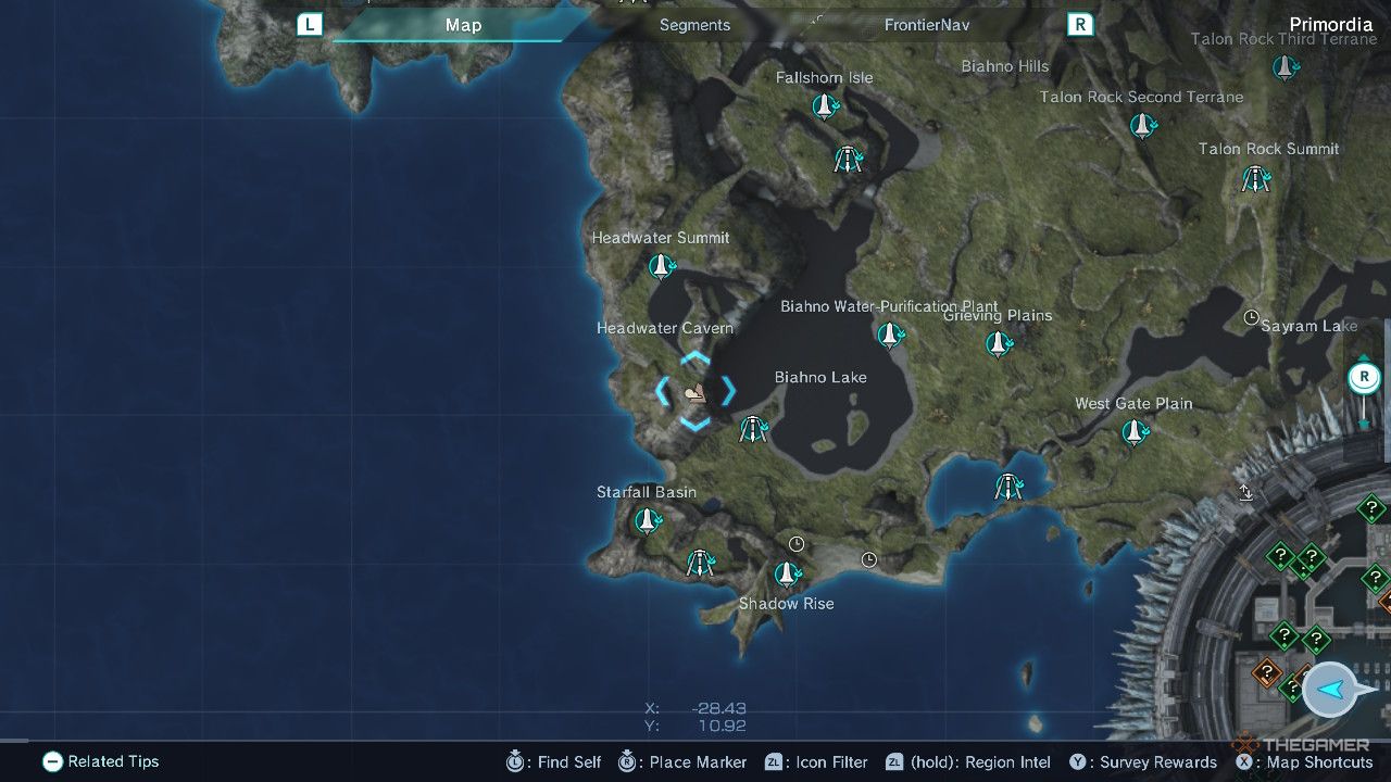 Xenoblade Chronicles x headwater cliff map.