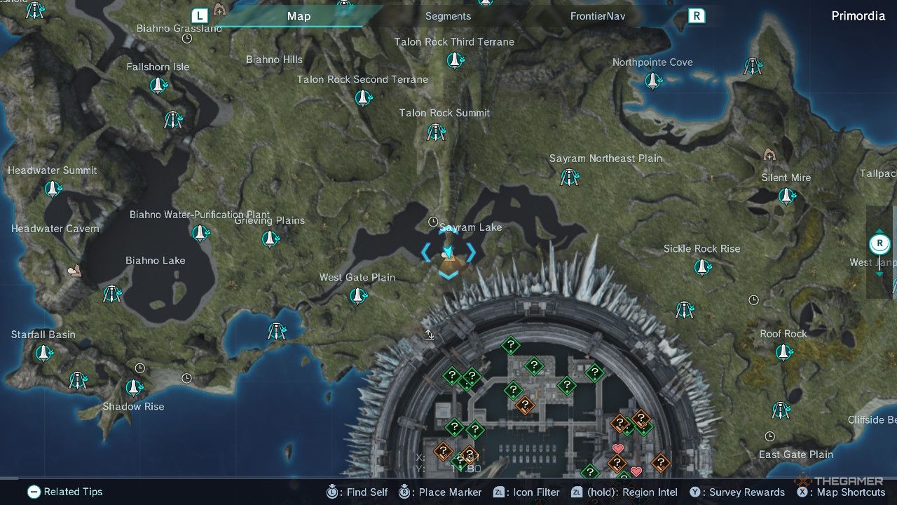 Xenoblade Chronicles x talon rock prominence map.