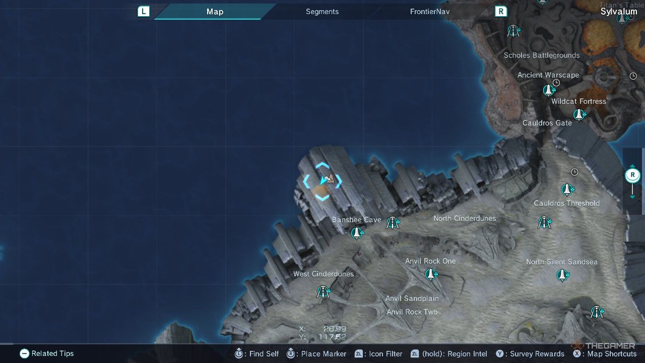 Xenoblade Chronicles x arc rock map.
