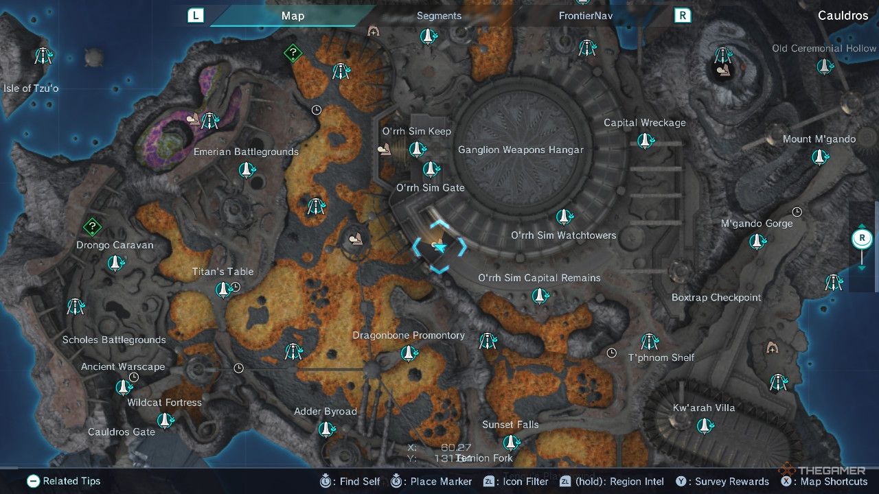 Xenoblade Chronicles x o'rrh sim castle ruins map.