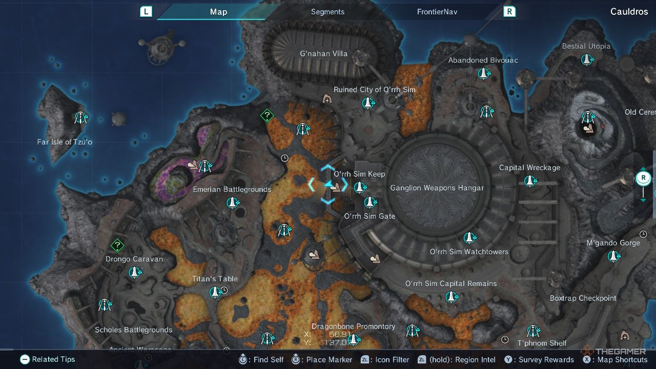Xenoblade Chronicles x beneath o'rrh sim keep map.