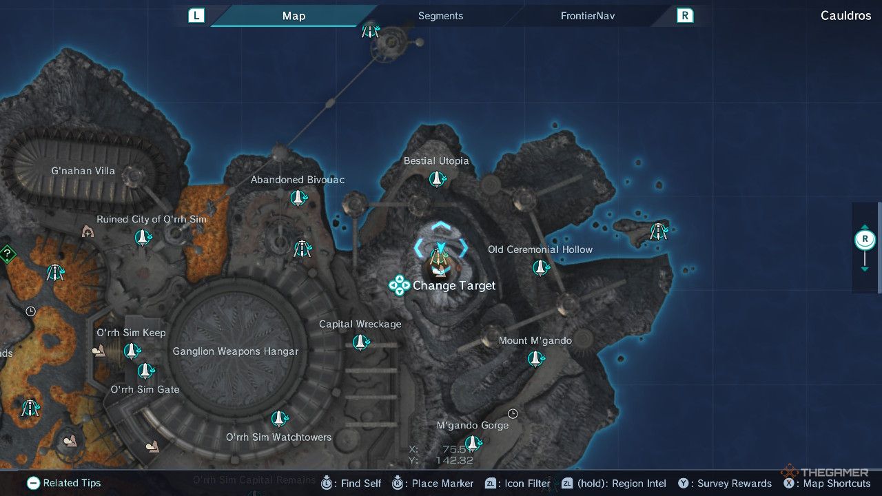 Xenoblade Chronicles x m'gando volcanic crater map.
