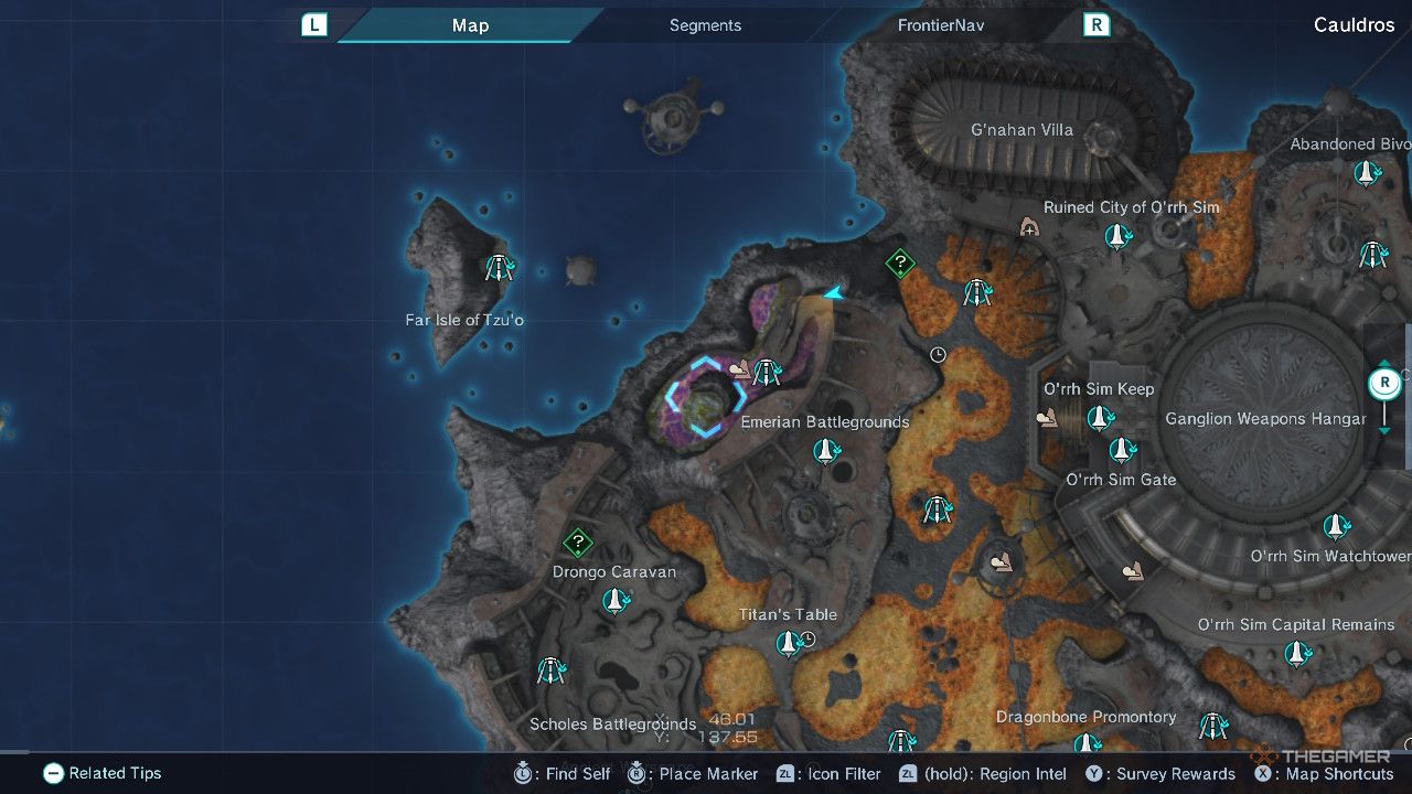 Xenoblade Chronicles x white phosphor lake map.