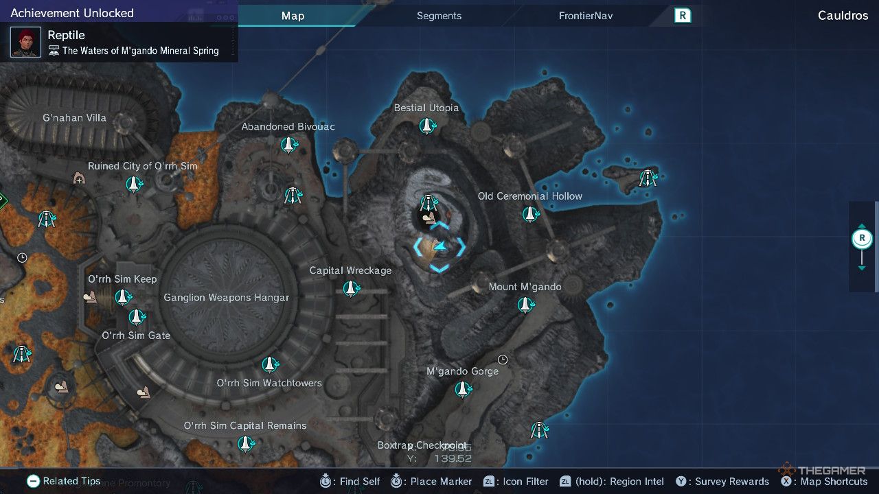 Xenoblade Chronicles x m'gando mineral spring map.