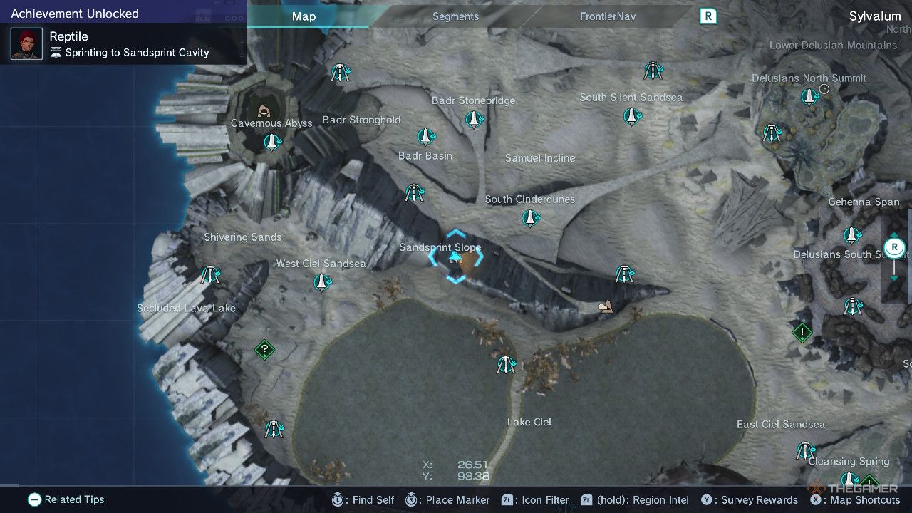Xenoblade Chronicles x sandsprint cavity map.