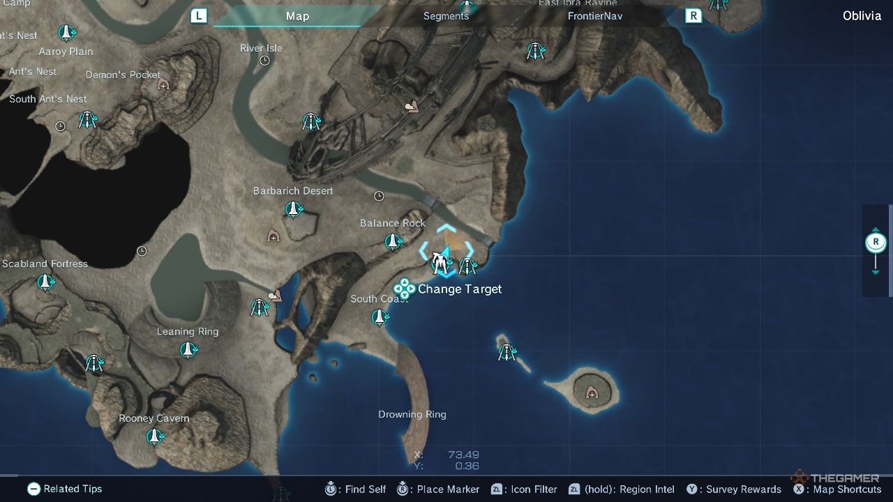 Xenoblade Chronicles x beachside trove map.