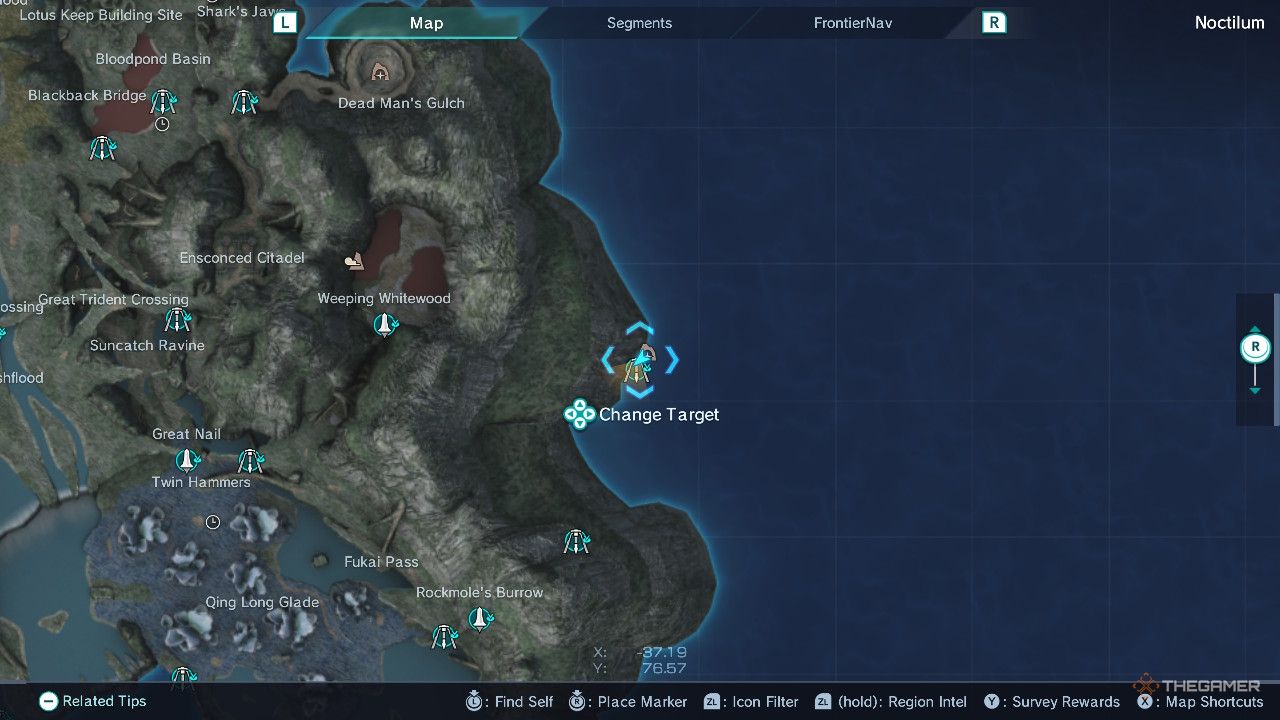 Xenoblade Chronicles x idyll beach map.