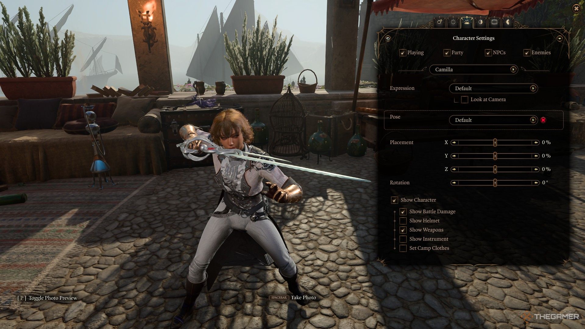 Player draws Duellist's Prerorgative in Photo Mode in Baldur's Gate 3.