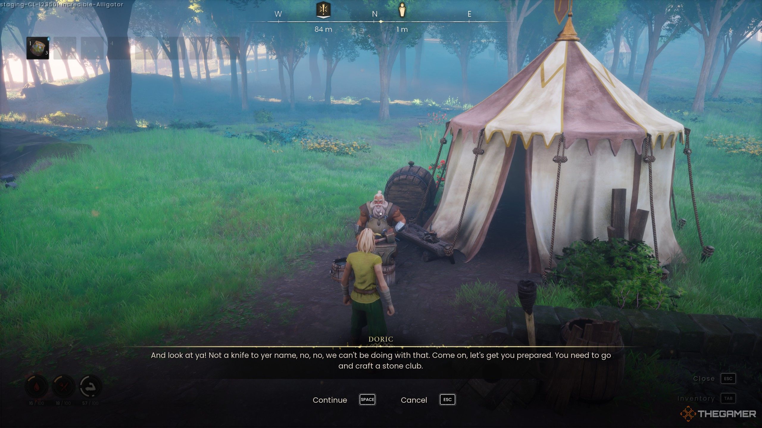 Speaking with an early NPC in Runescape Dragonwilds