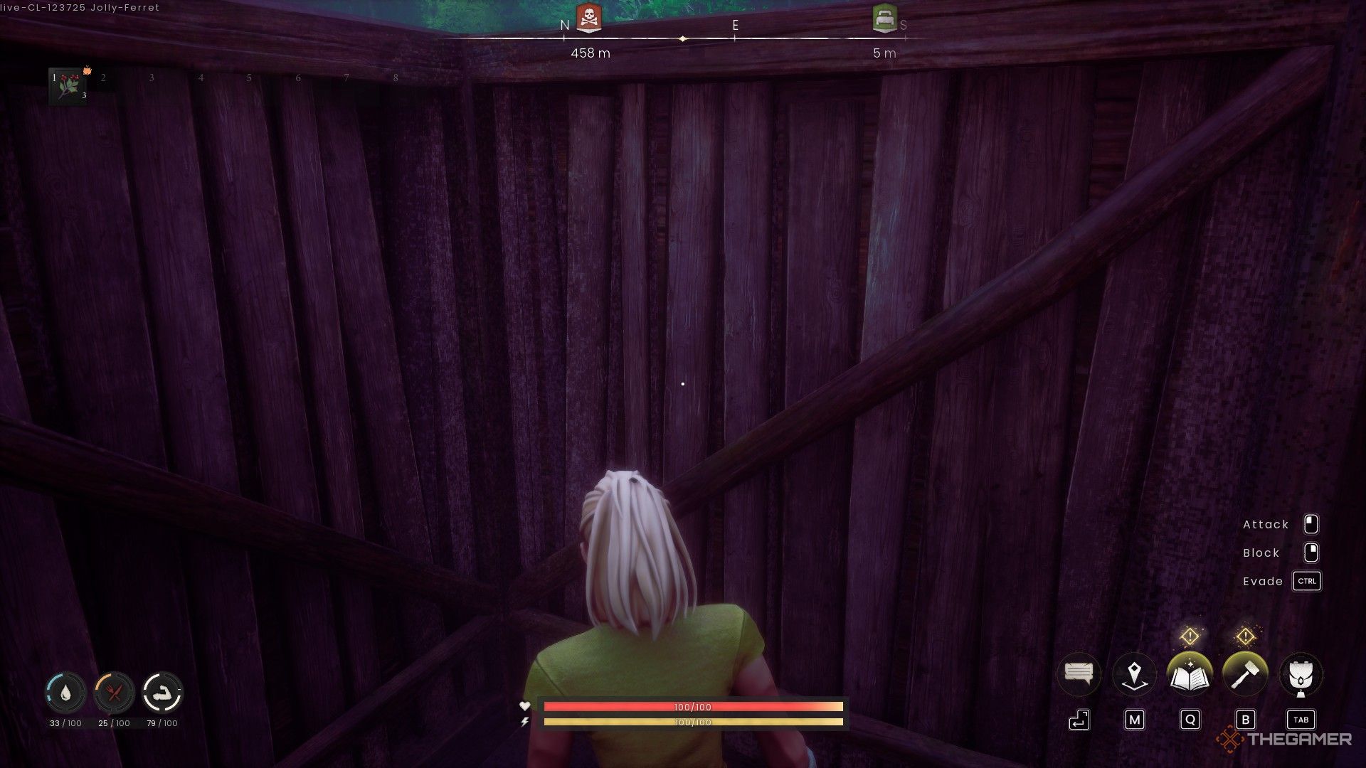 A character stands beside a crafted wooden wall in Runescape Dragonwilds.