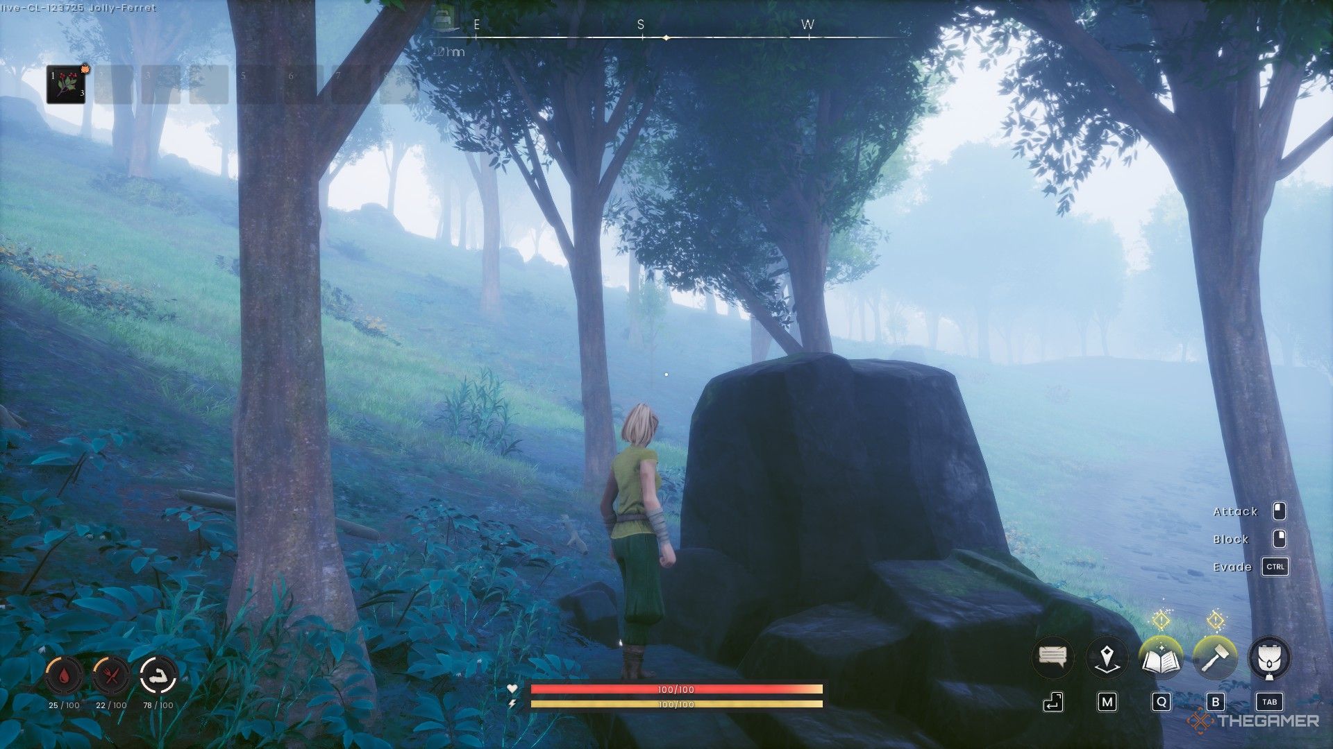A woman approaches an ore deposit in Runescape Dragonwilds.