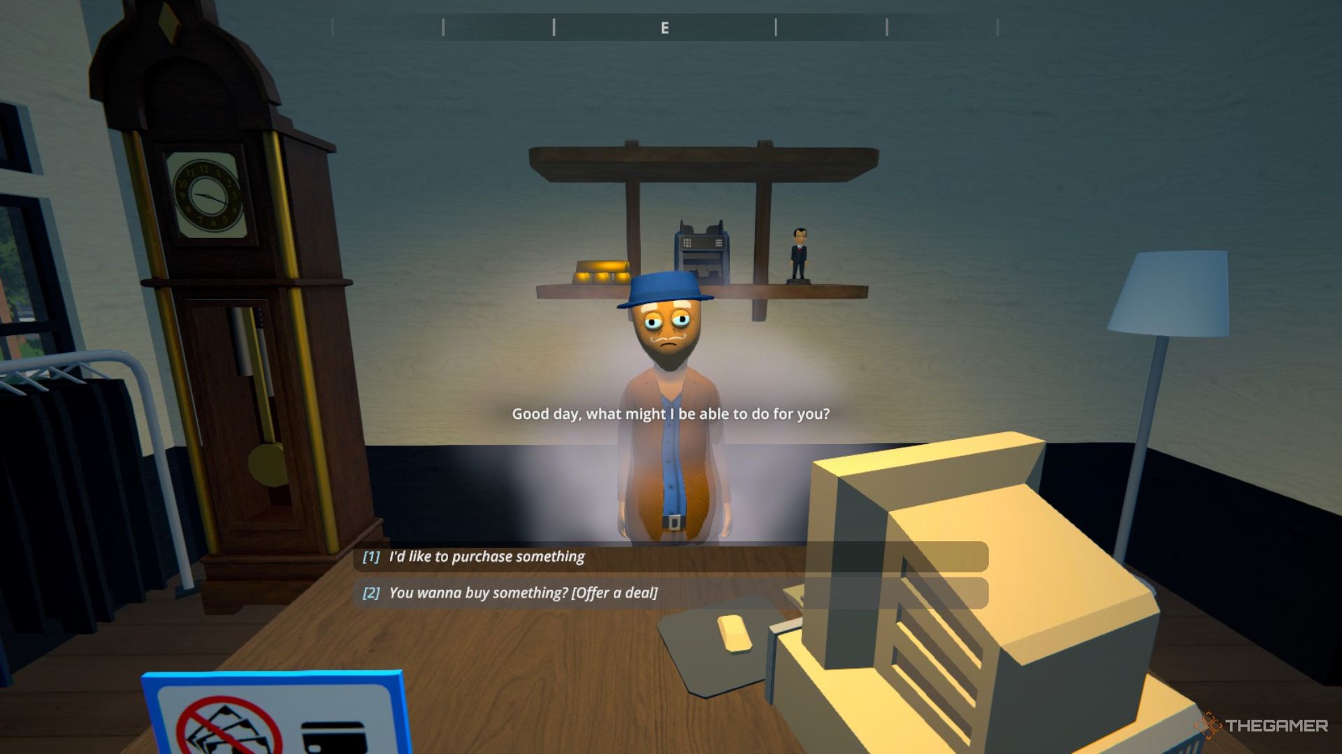 Player character speaking to Herbert Bleuballs, an Uptown customer, in Schedule 1.