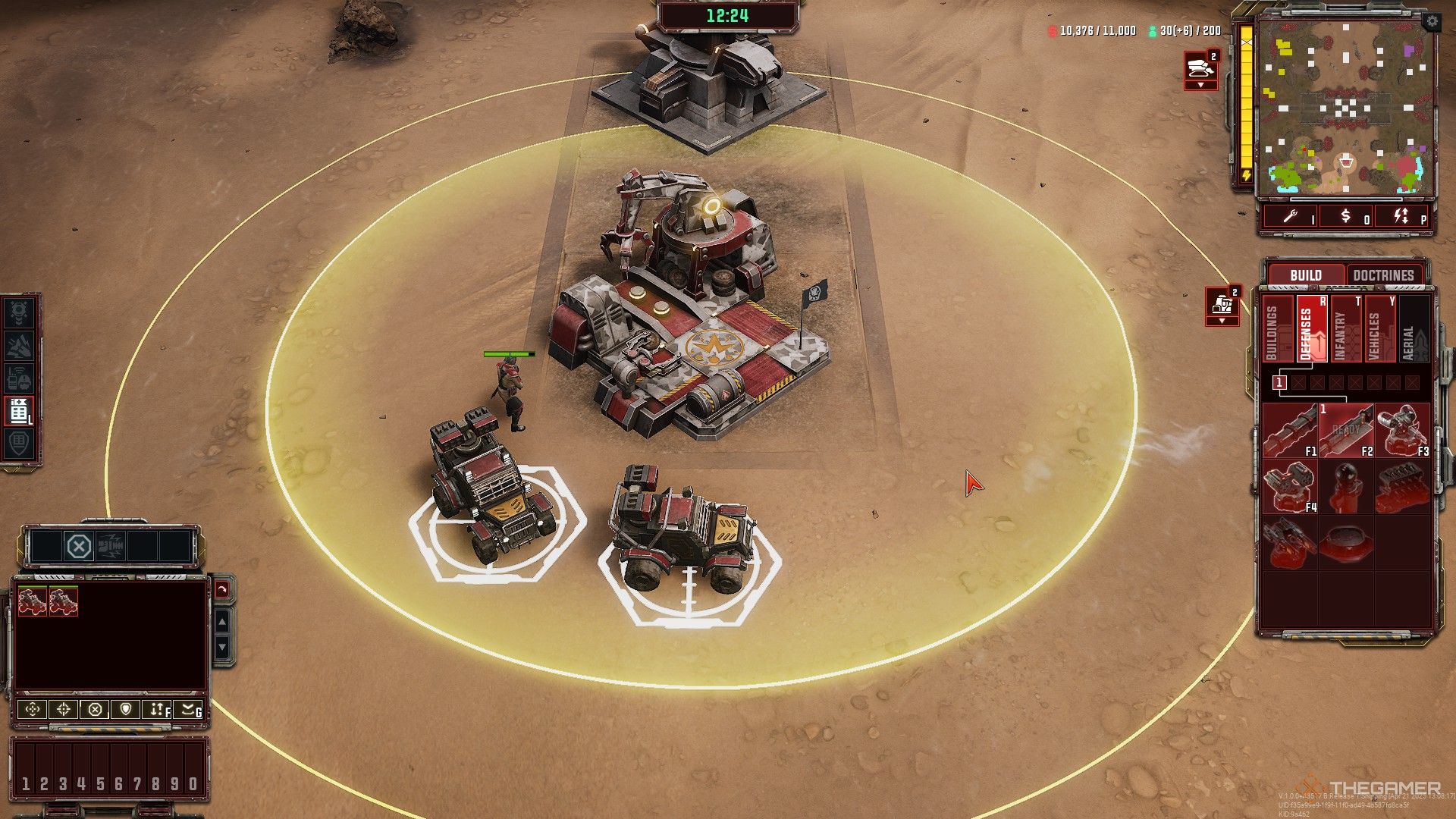 Tempest Rising: Dynasty troops taking advantage of a friendly garage to repair themselves.