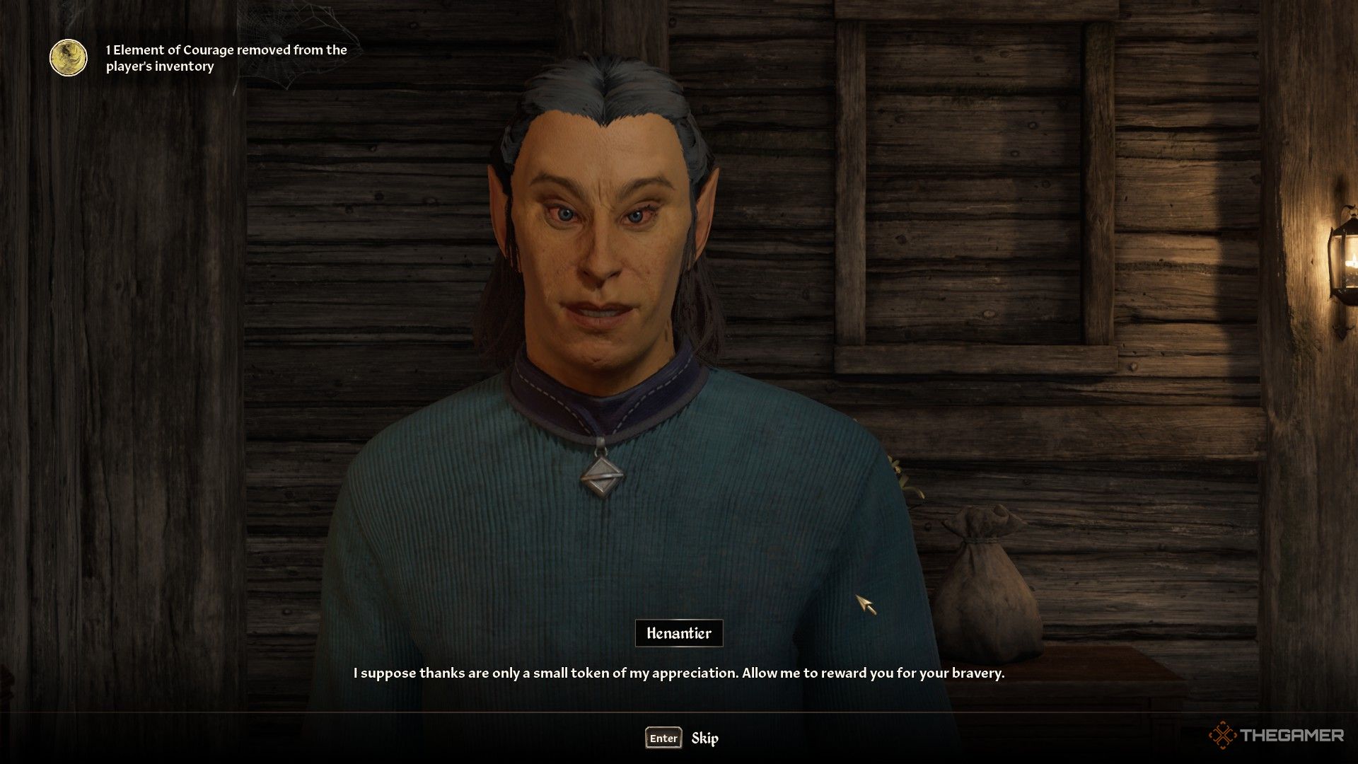 Henantier thanks the player as they give up their elements to leave the Dreamworld in Oblivion Remastered.