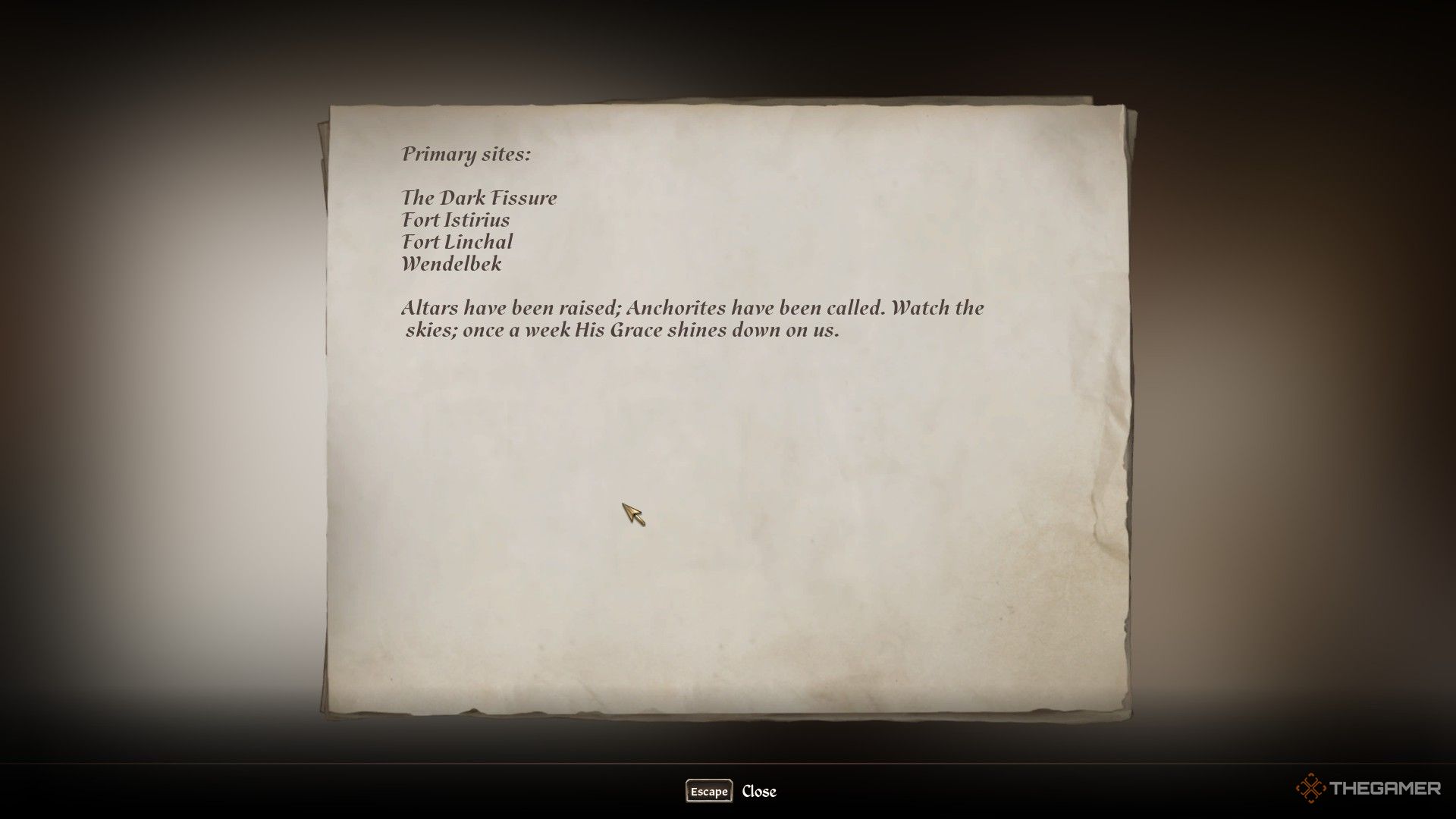 Player reads a list of ritual locations for necromancers in Oblivion Remastered.