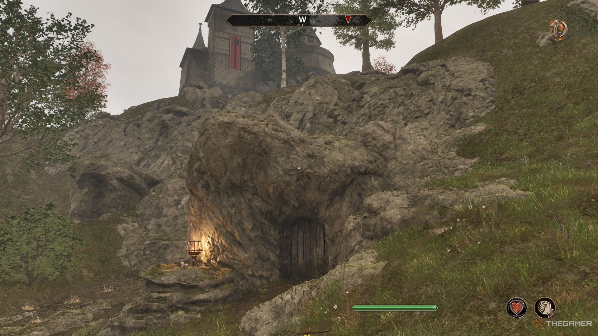 Player finds Bloodcrust Cavern in the cliffside of Skingrad in Oblivion Remastered.