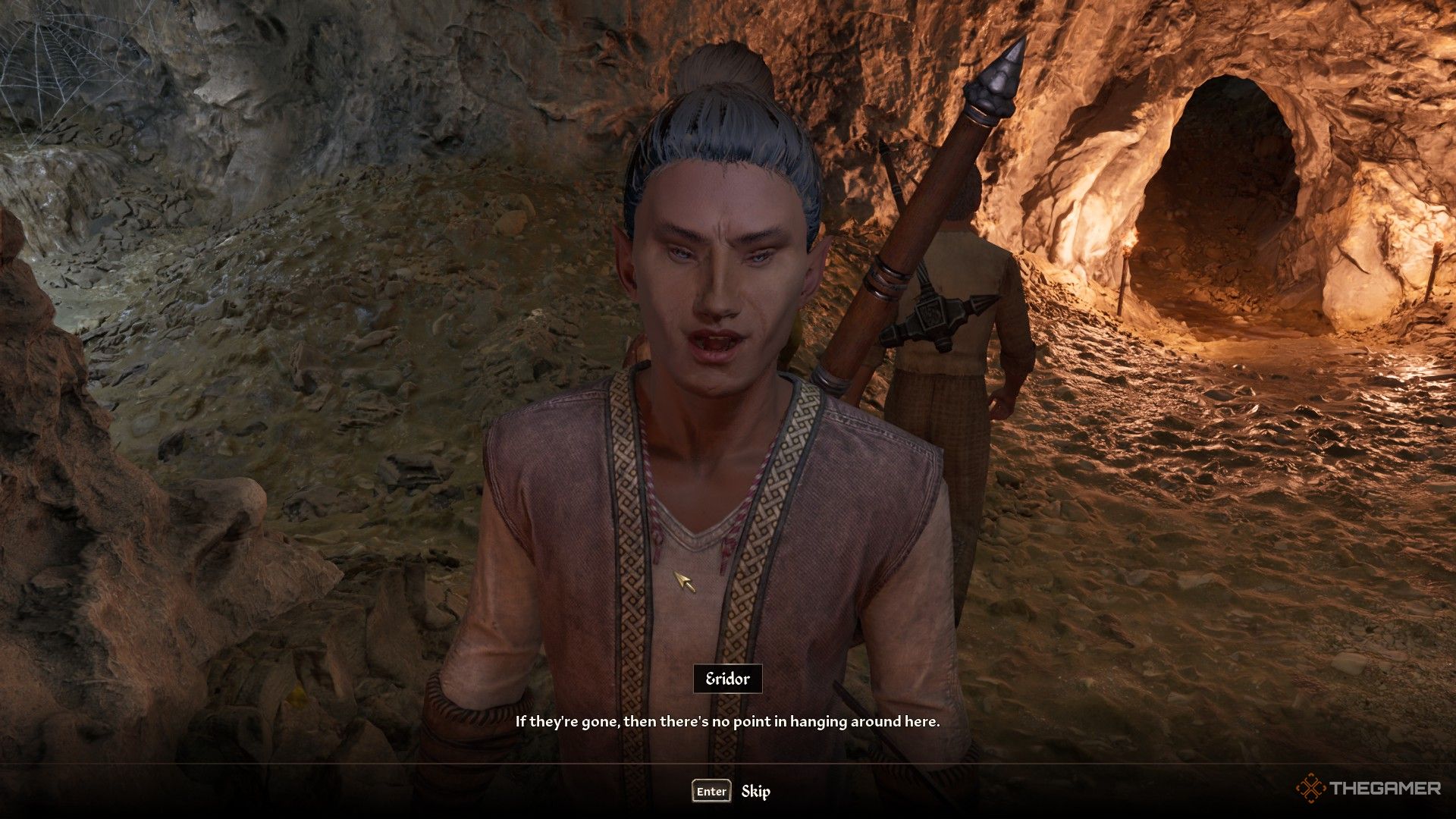 Eridor tells the player the hunters will be leaving Skingrad in Oblivion Remastered.