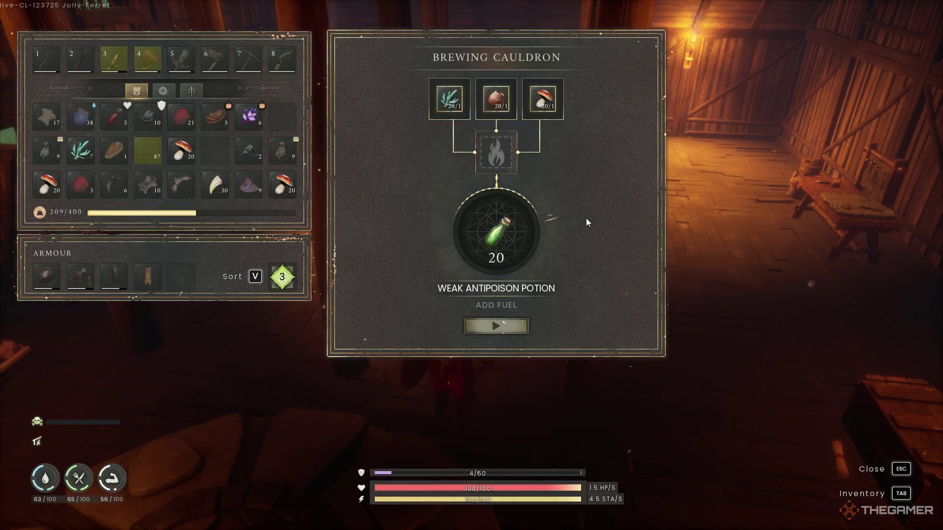 Crafting an Anti-Poison Potion in Runescape: Dragonwilds.