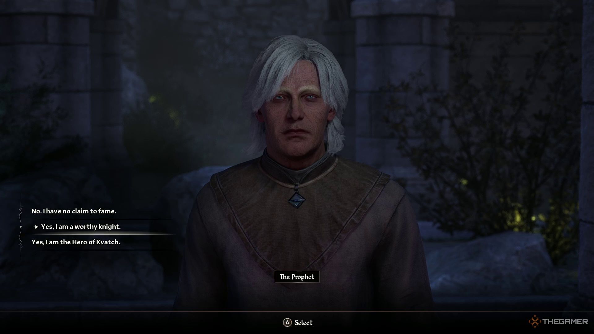 The Prophet asks if you're a worthy knight in Oblivion Remastered.