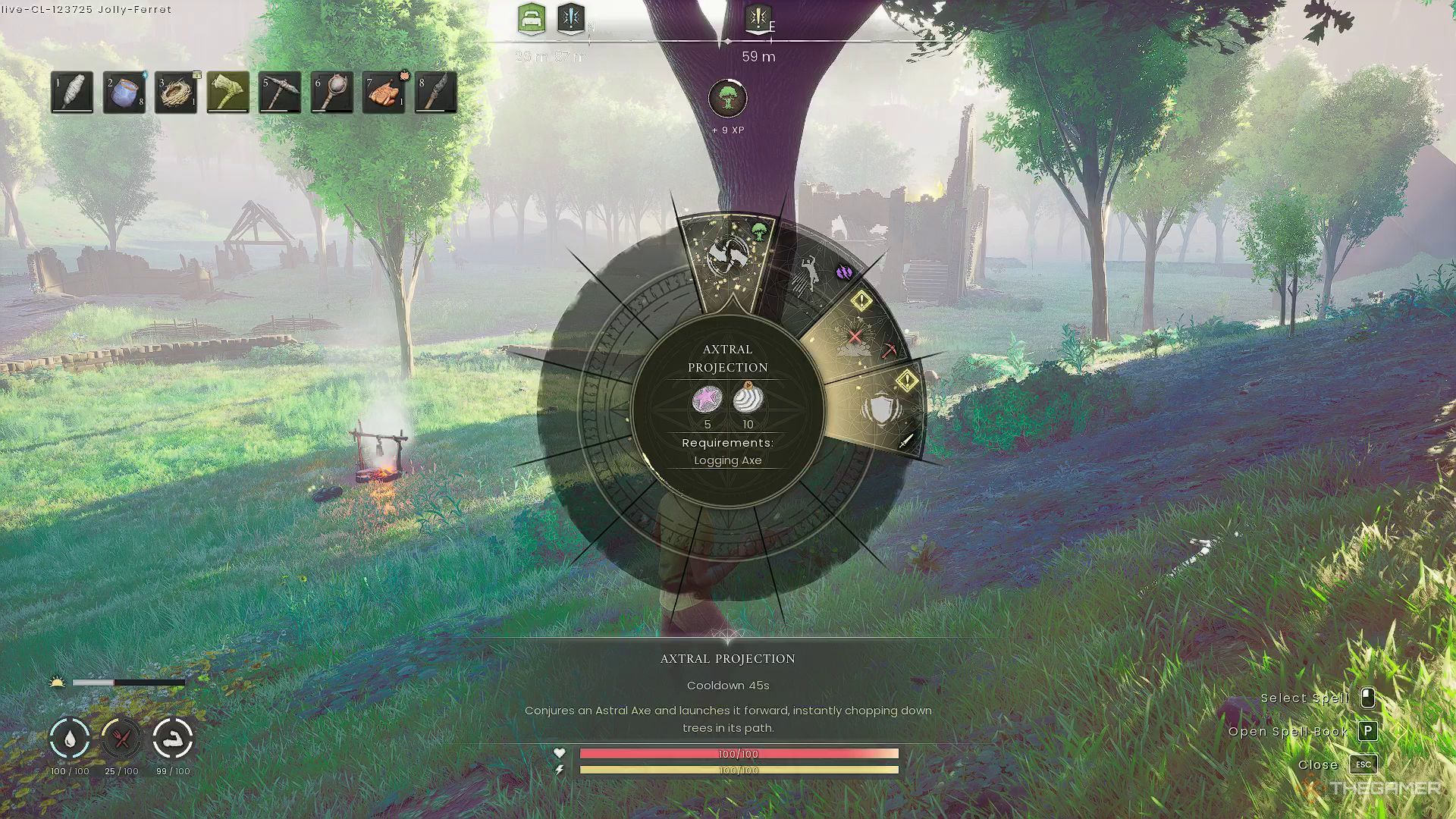 Spell Casting Menu in Runescape: Dragonwilds.
