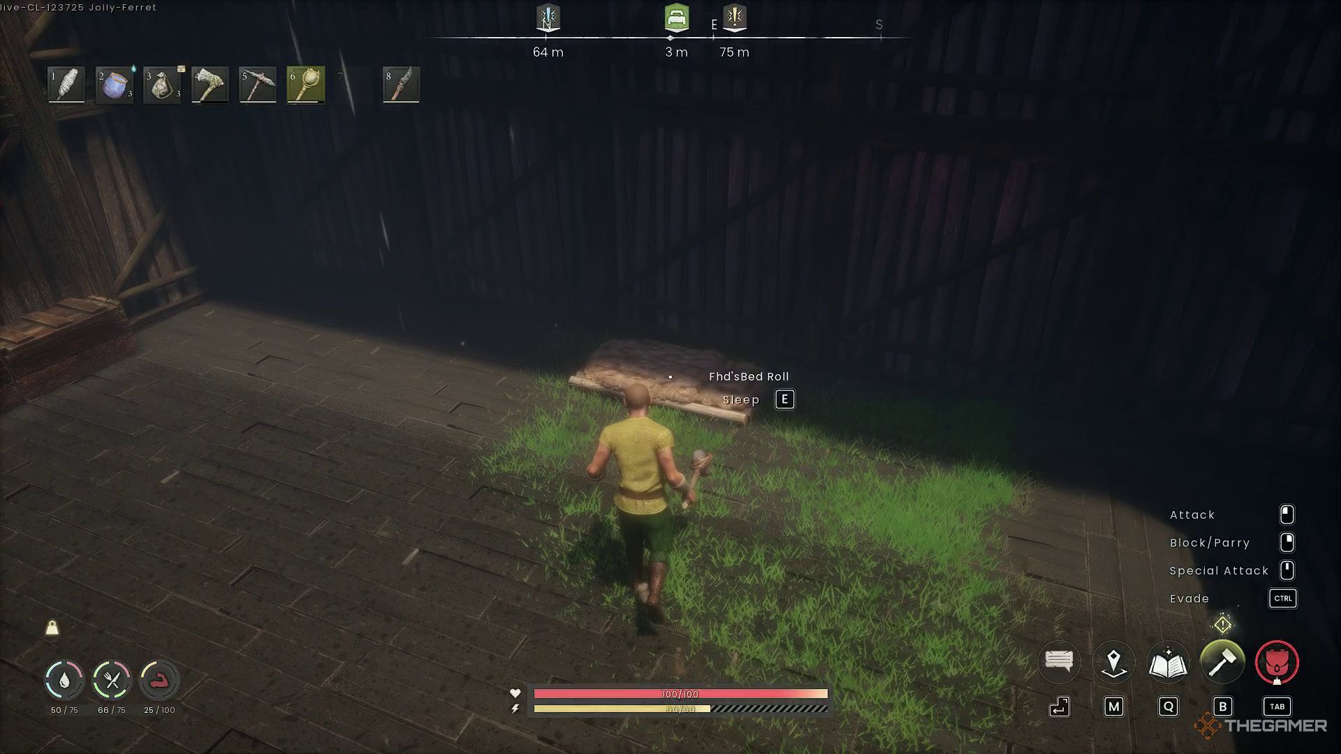 The player is approaching their bed in Runescape: Dragonwilds.