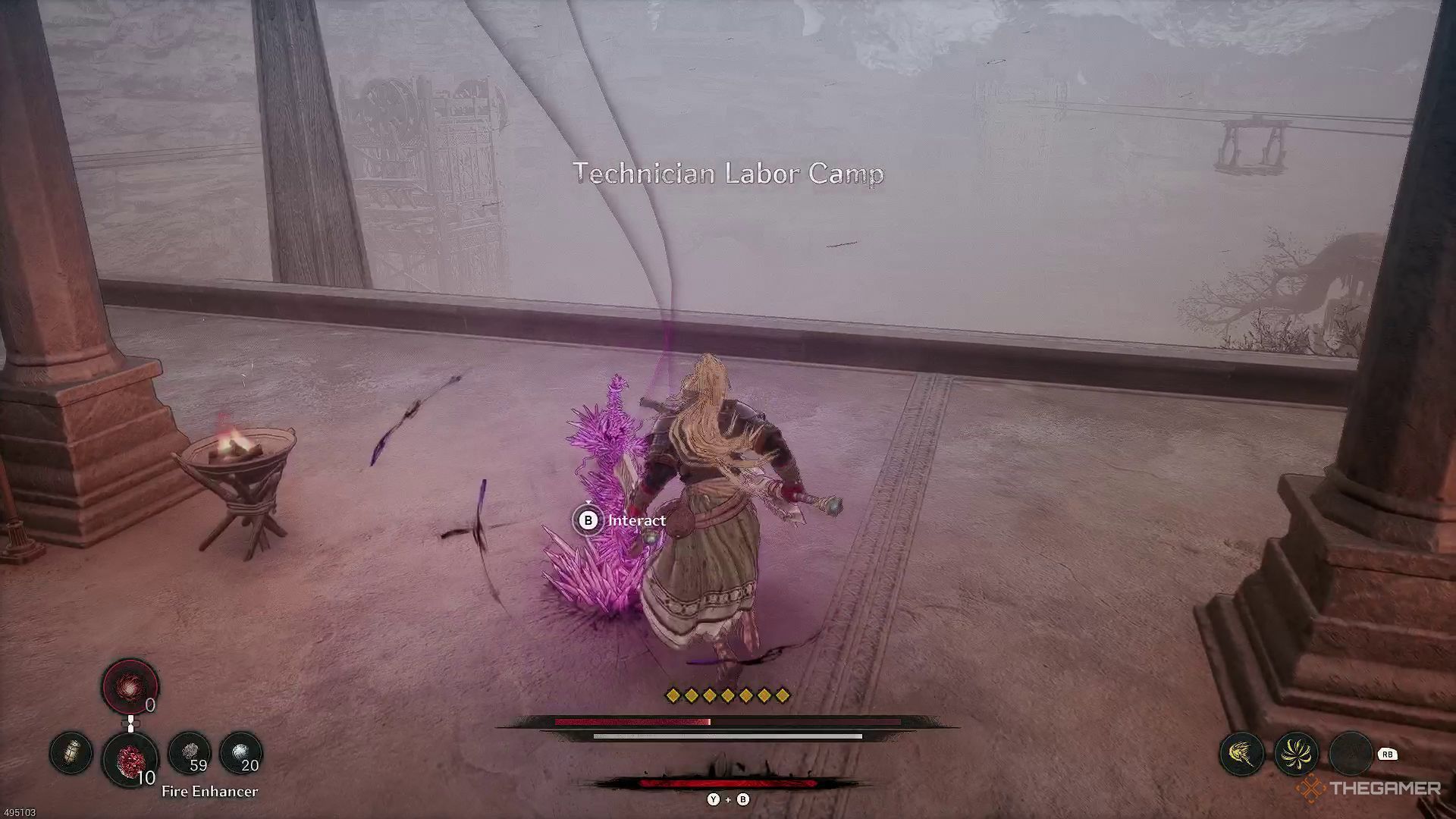 The image shows the Technician Labor Camp Blade Nexus in The First Berserker: Khazan.