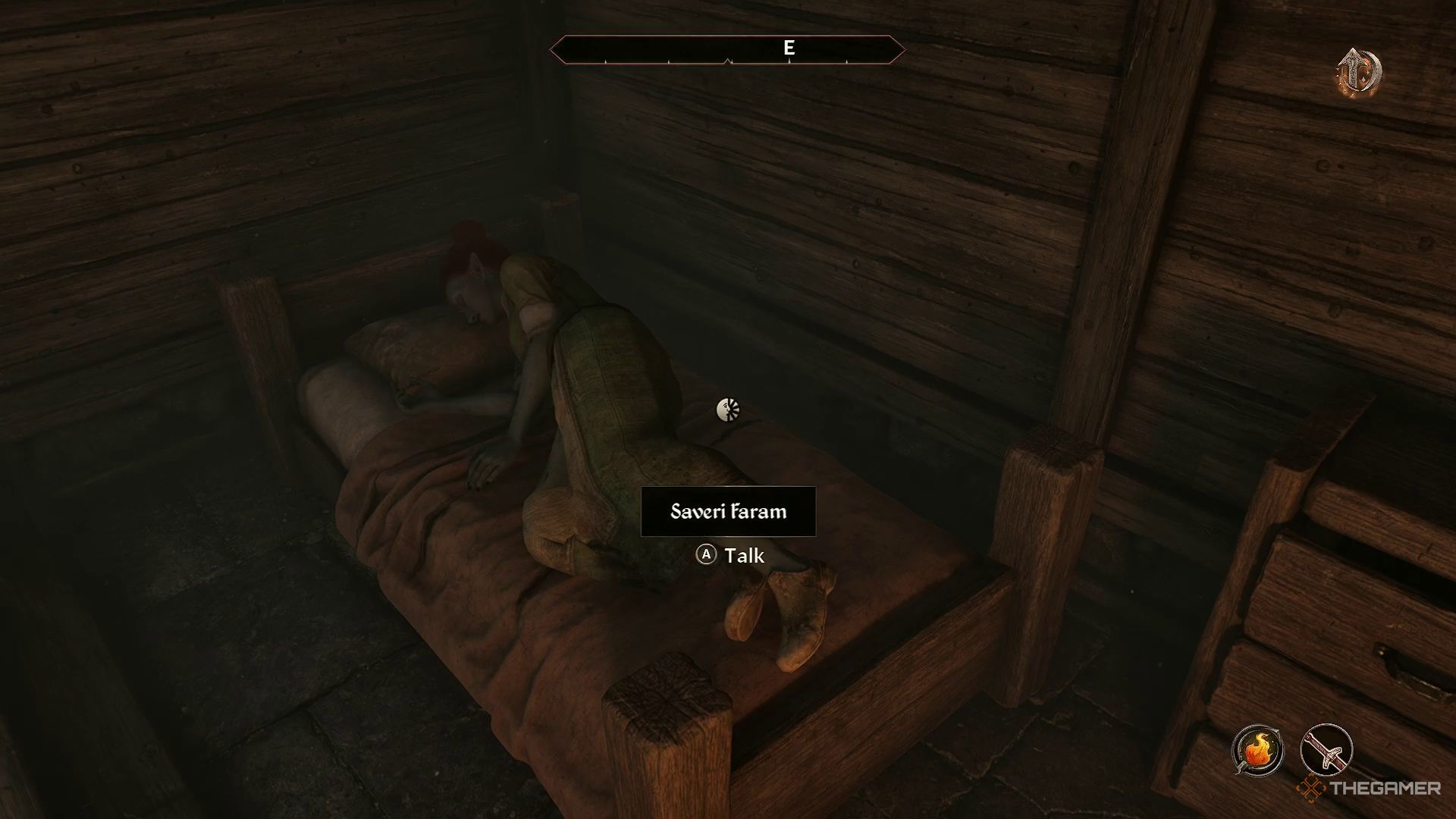 Saveri Faram sleeping in Jearl's house in Oblivion Remastered.