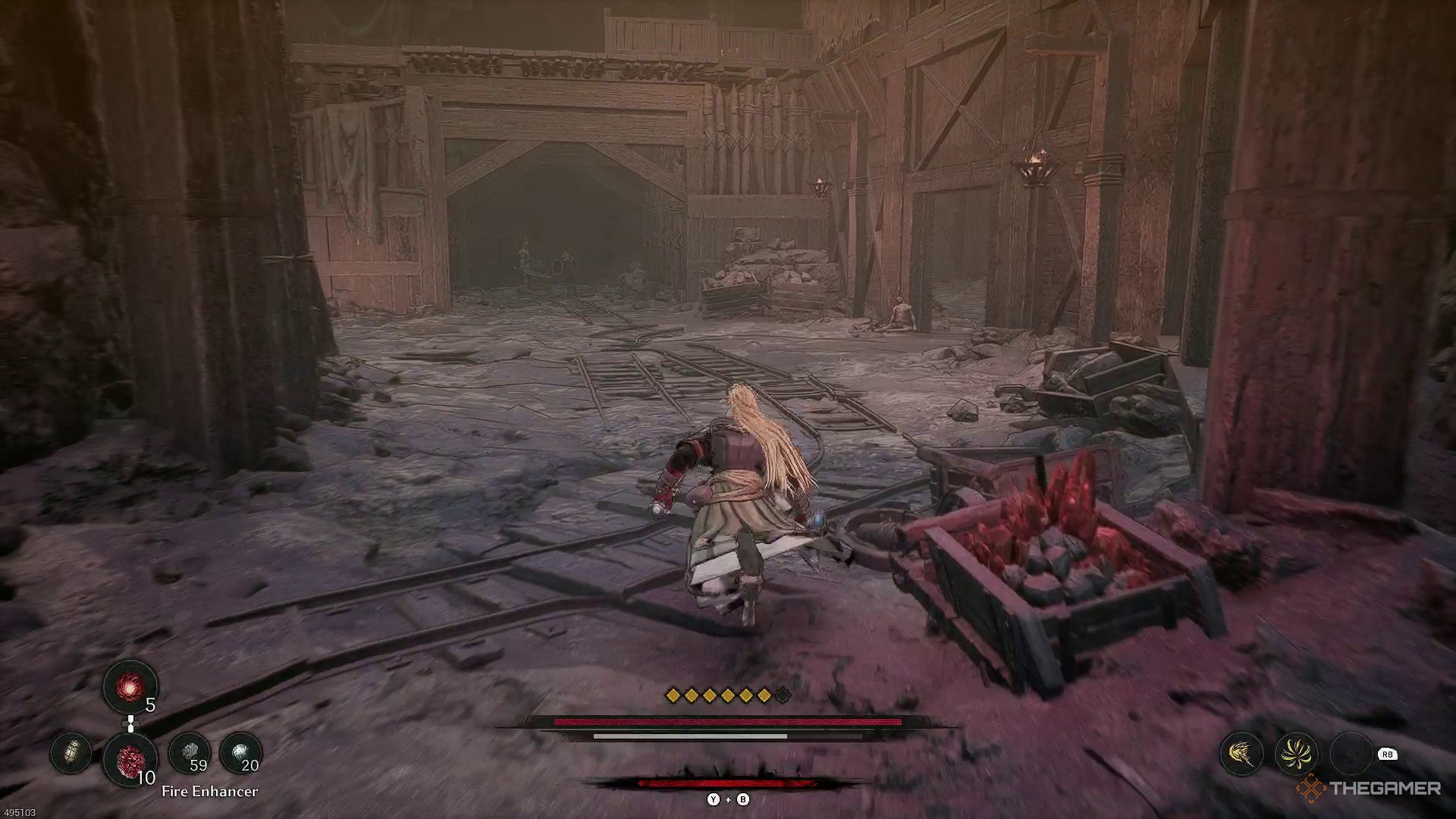 The image shows the path leading to the mines in The First Berserker: Khazan.
