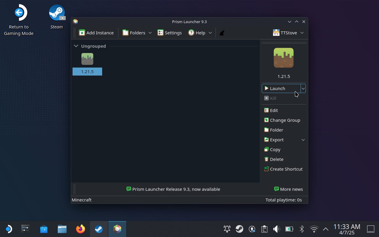 Step 10 of how to play Minecraft Java on the Steam Deck.