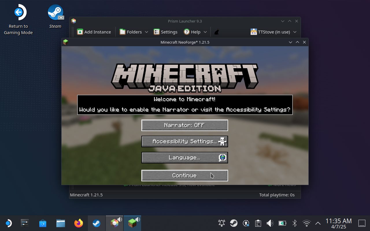 Step 11 of how to play Minecraft Java on the Steam Deck.