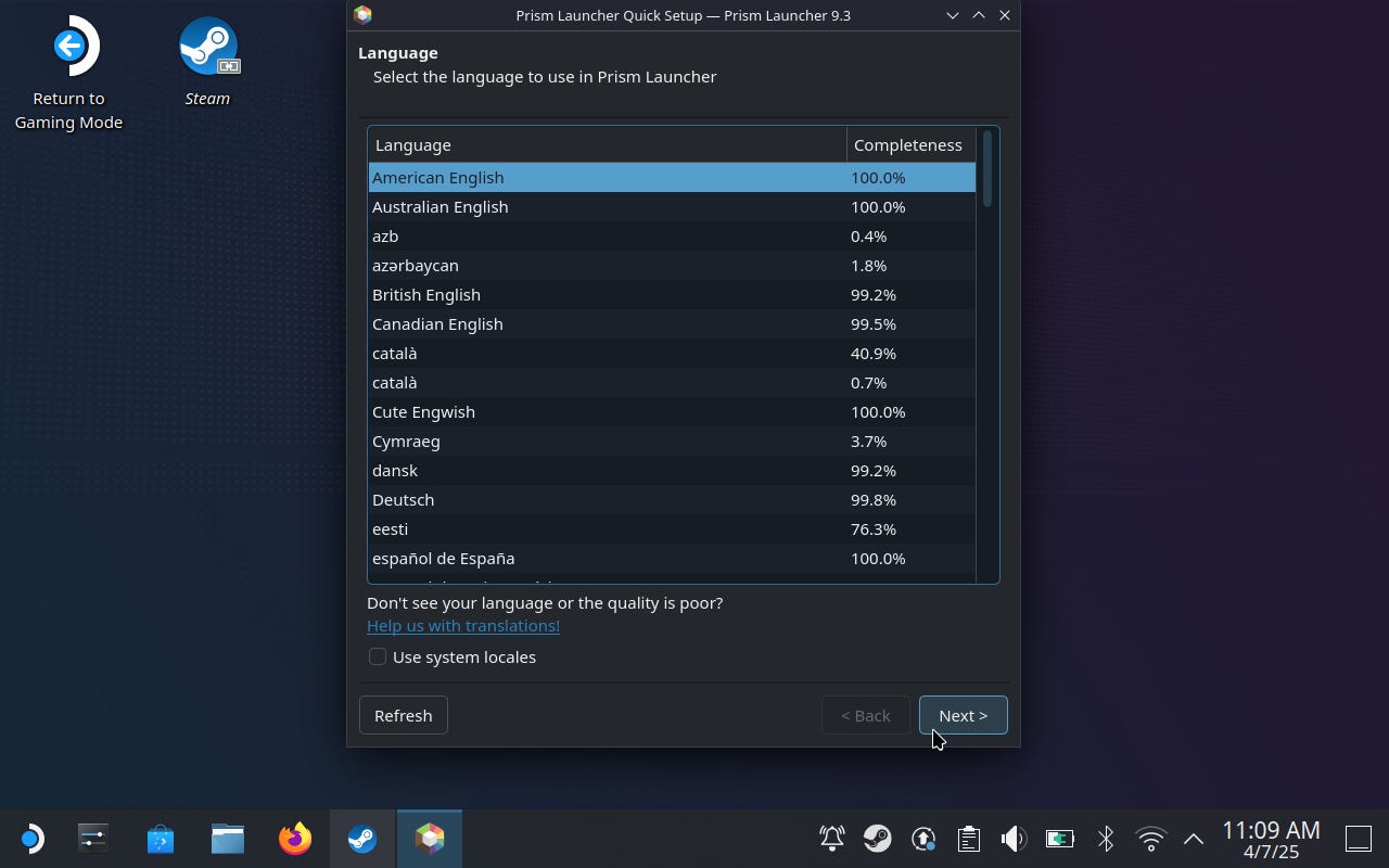 Step 3 of how to play Minecraft Java on the Steam Deck.