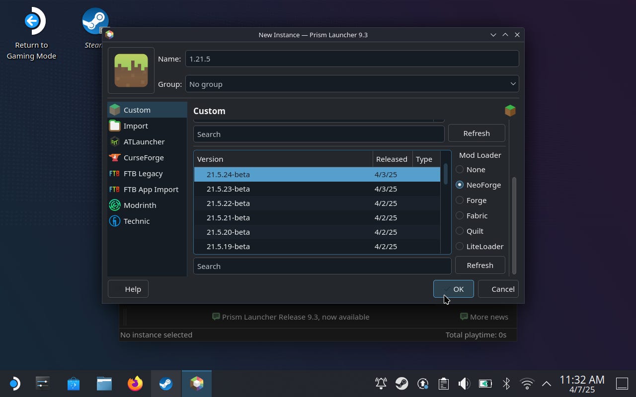 Step 9 of how to play Minecraft Java on the Steam Deck.