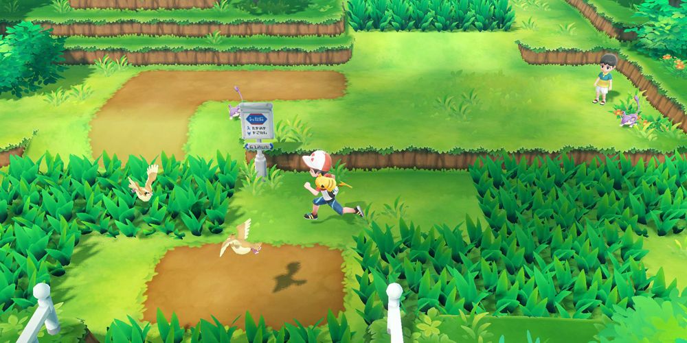 Pokemon Let's Go Pikachu! Trainer Runs Through The Tall Grass