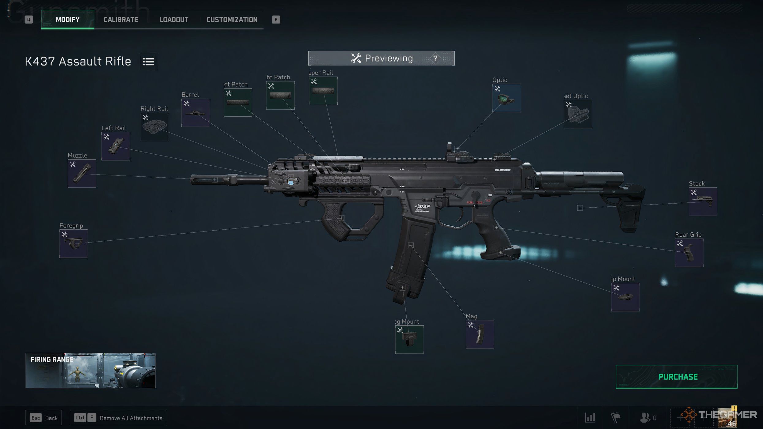 A K437 Assault Rifle with kitted for the Warfare mode in Delta Force.