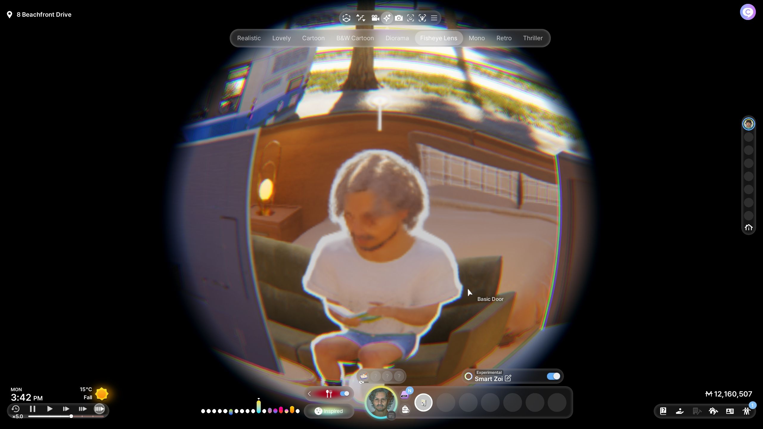 A picture taken with the Fisheye lens in Inzoi