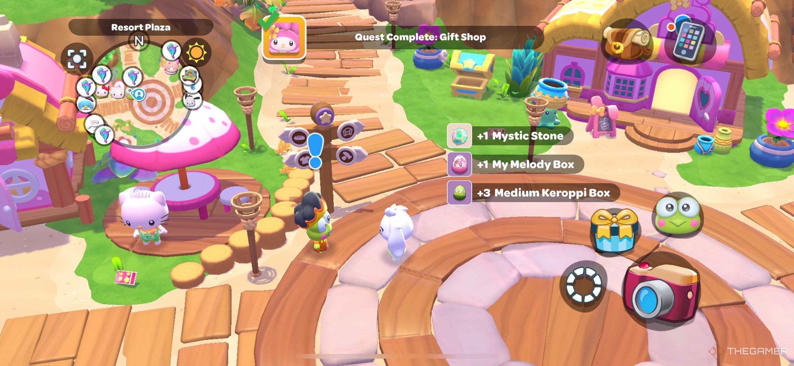 A player completing a daily quest in Hello Kitty Island Adventure.