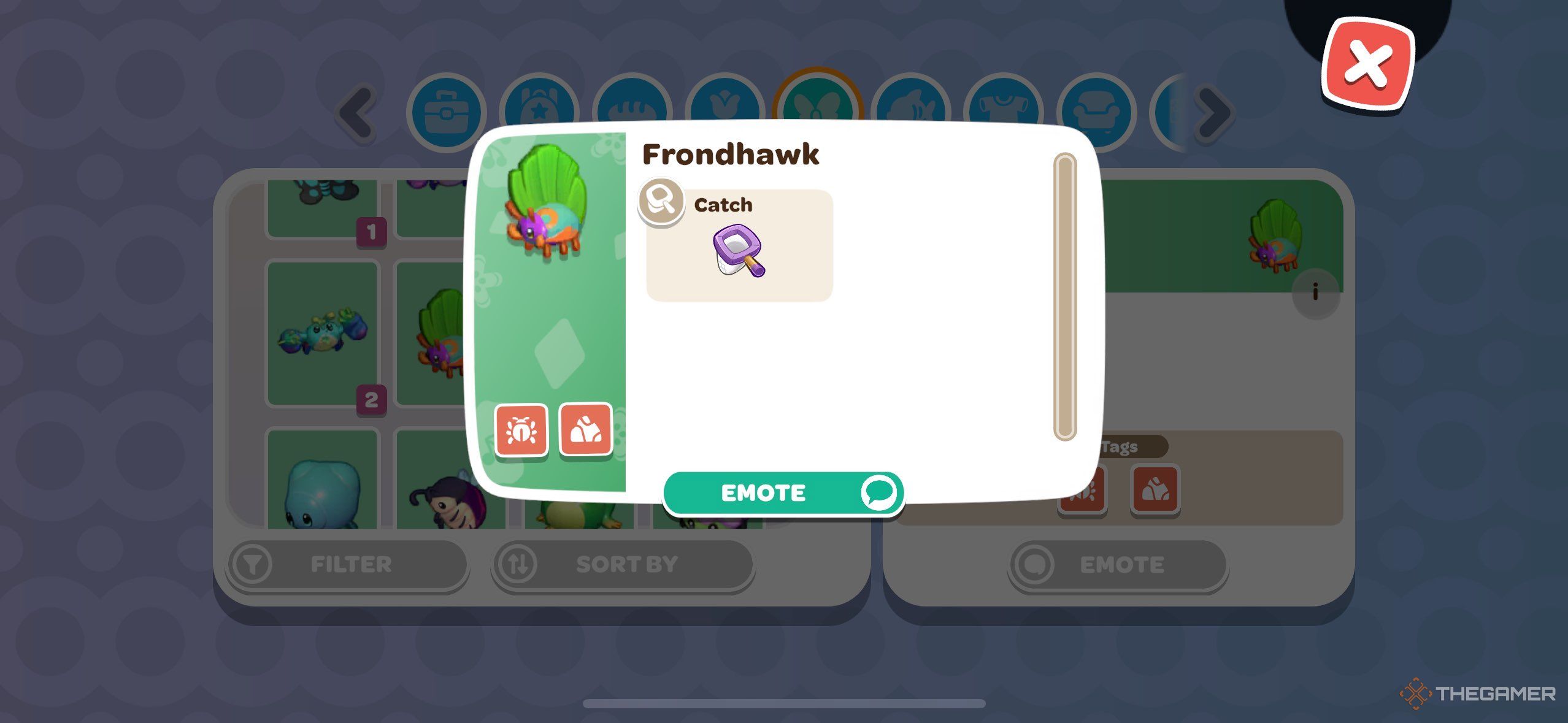 A player looking at a Frondhawk in Hello Kitty Island Adventure.