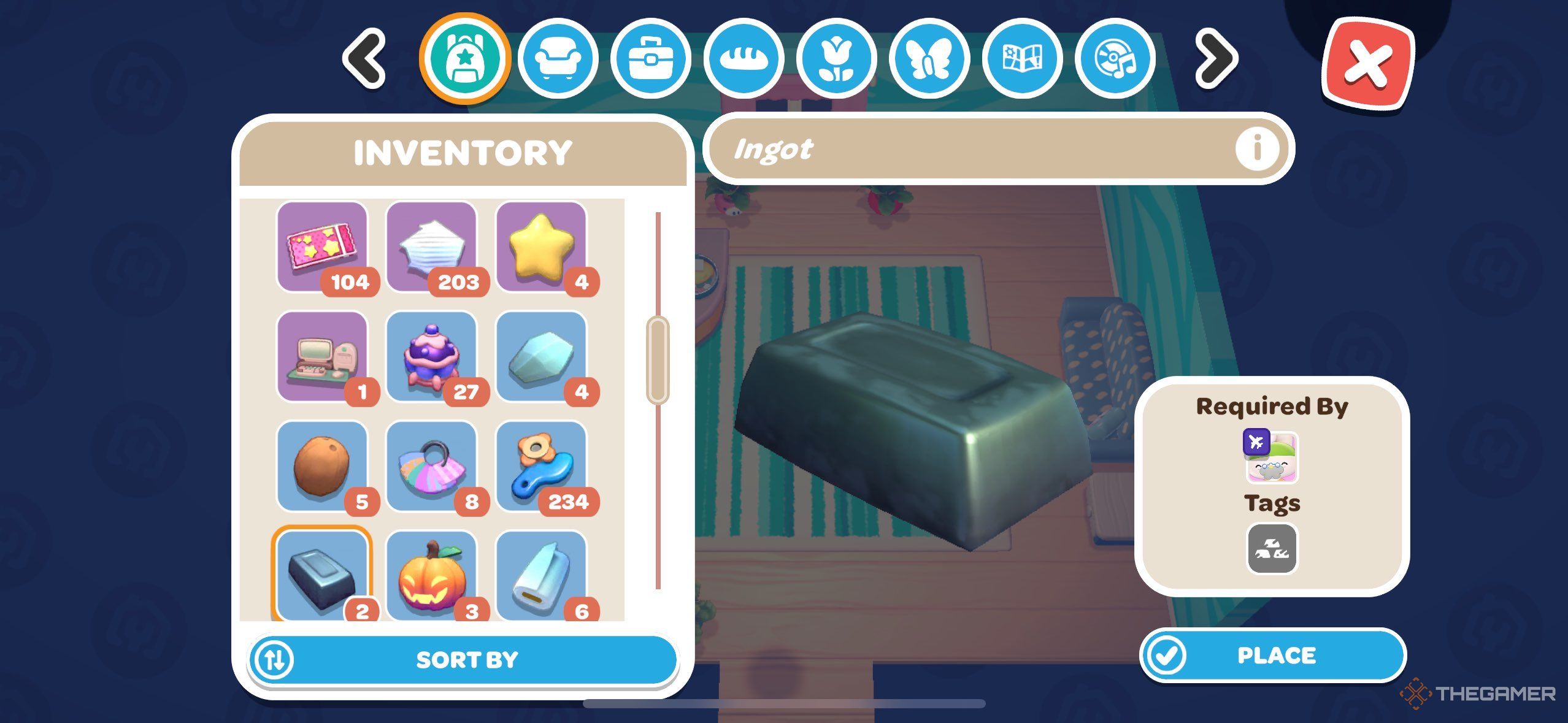 A player looking at an Ingot in Hello Kitty Island Adventure.