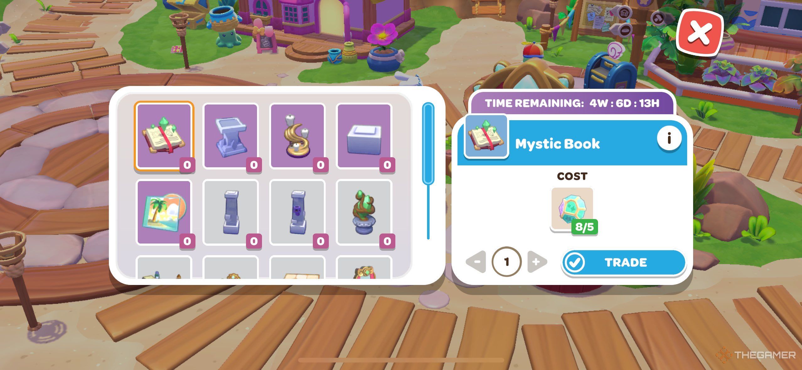 A player looking at the kiosk for the Imagination Celebration in Hello Kitty Island Adventure.