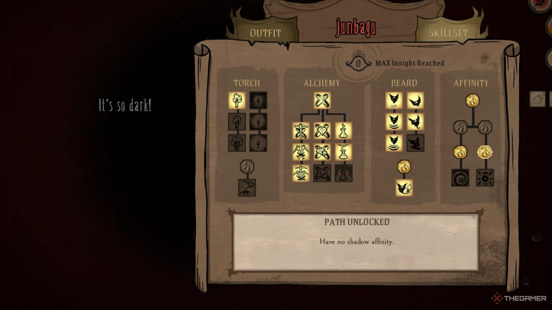 A player looking at Wilson's skill tree in Don't Starve Together.