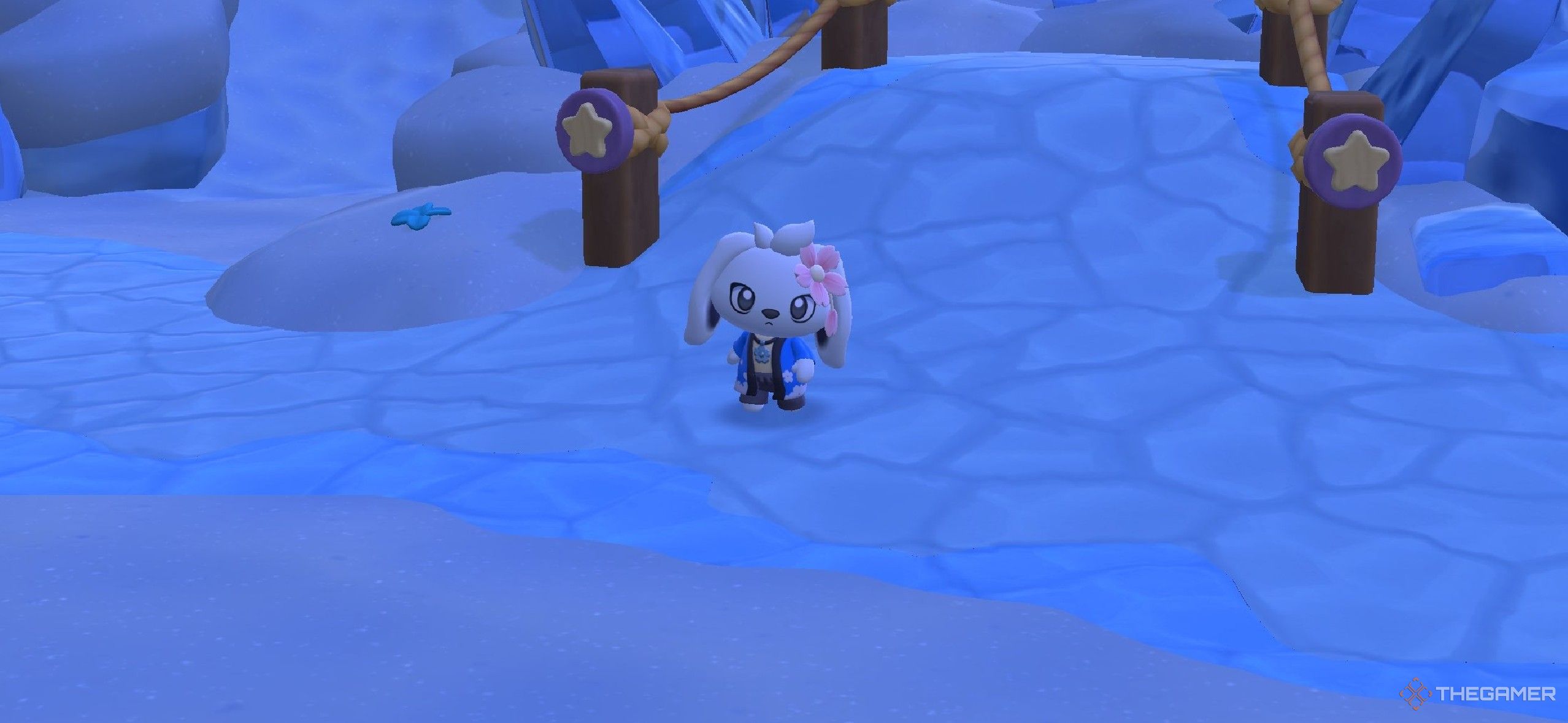 A player standing at Icy Peak in Hello Kitty Island Adventure.