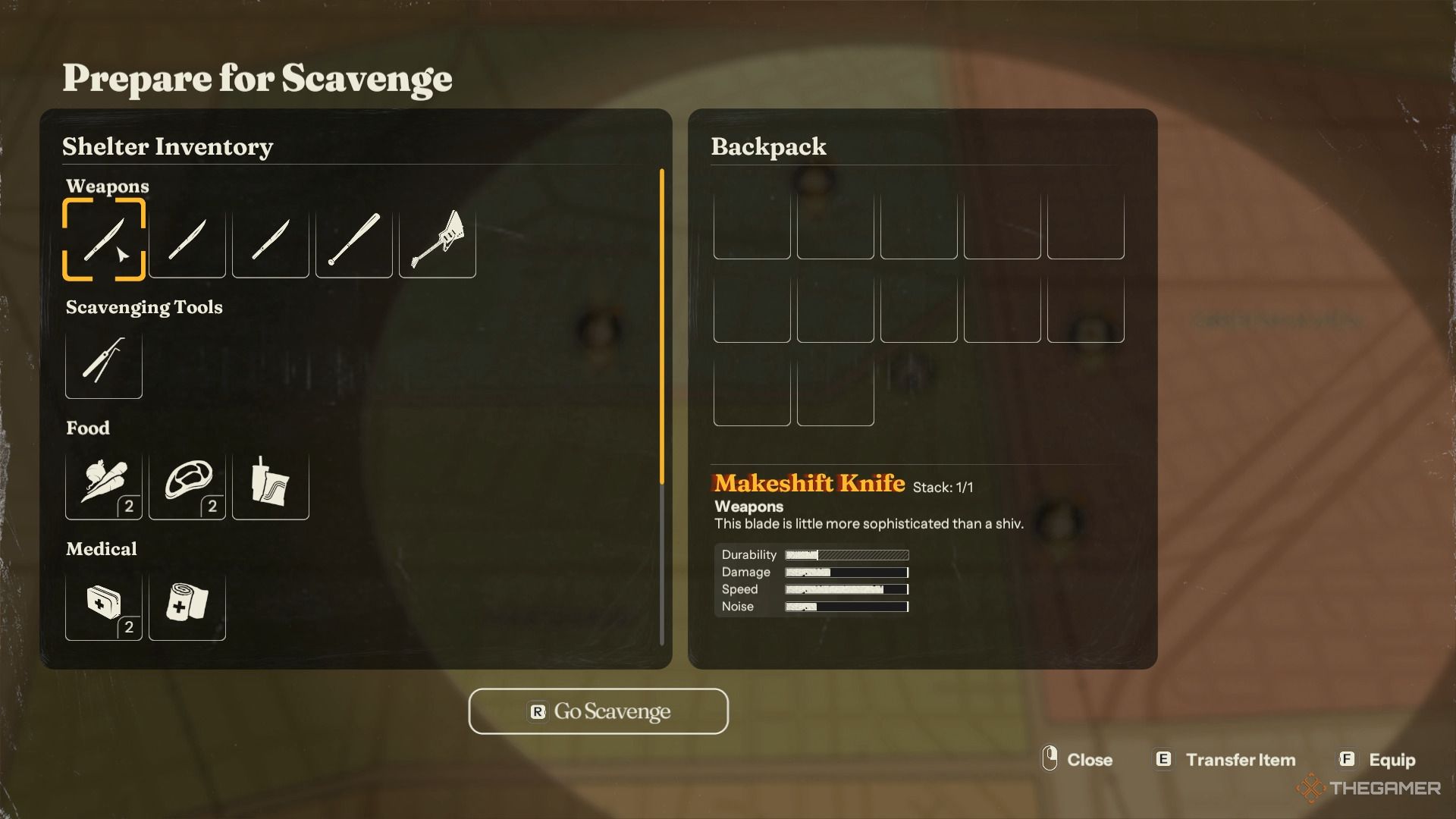 Adding knives to the backpack in Into the Dead - Our Darkest Days.