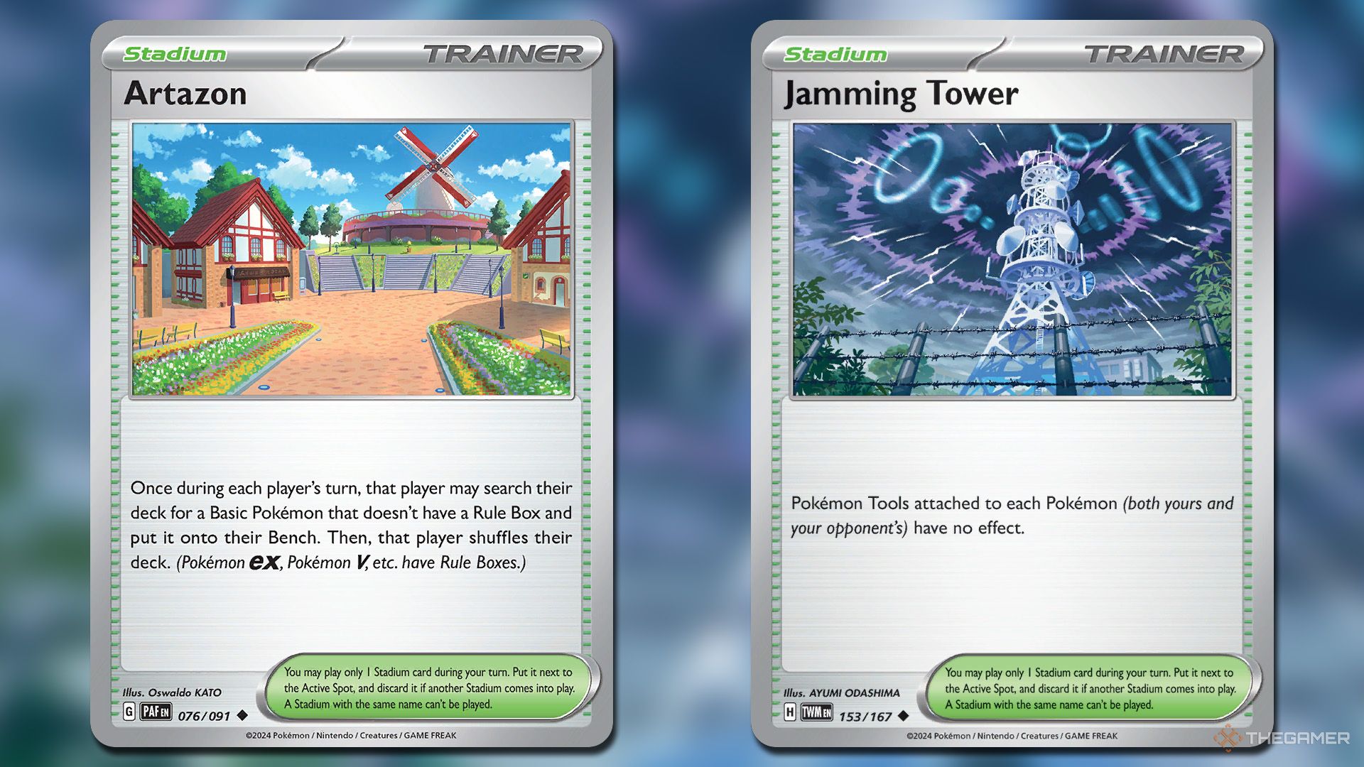 Artazon and Jamming Tower cards in Pokemon TCG.