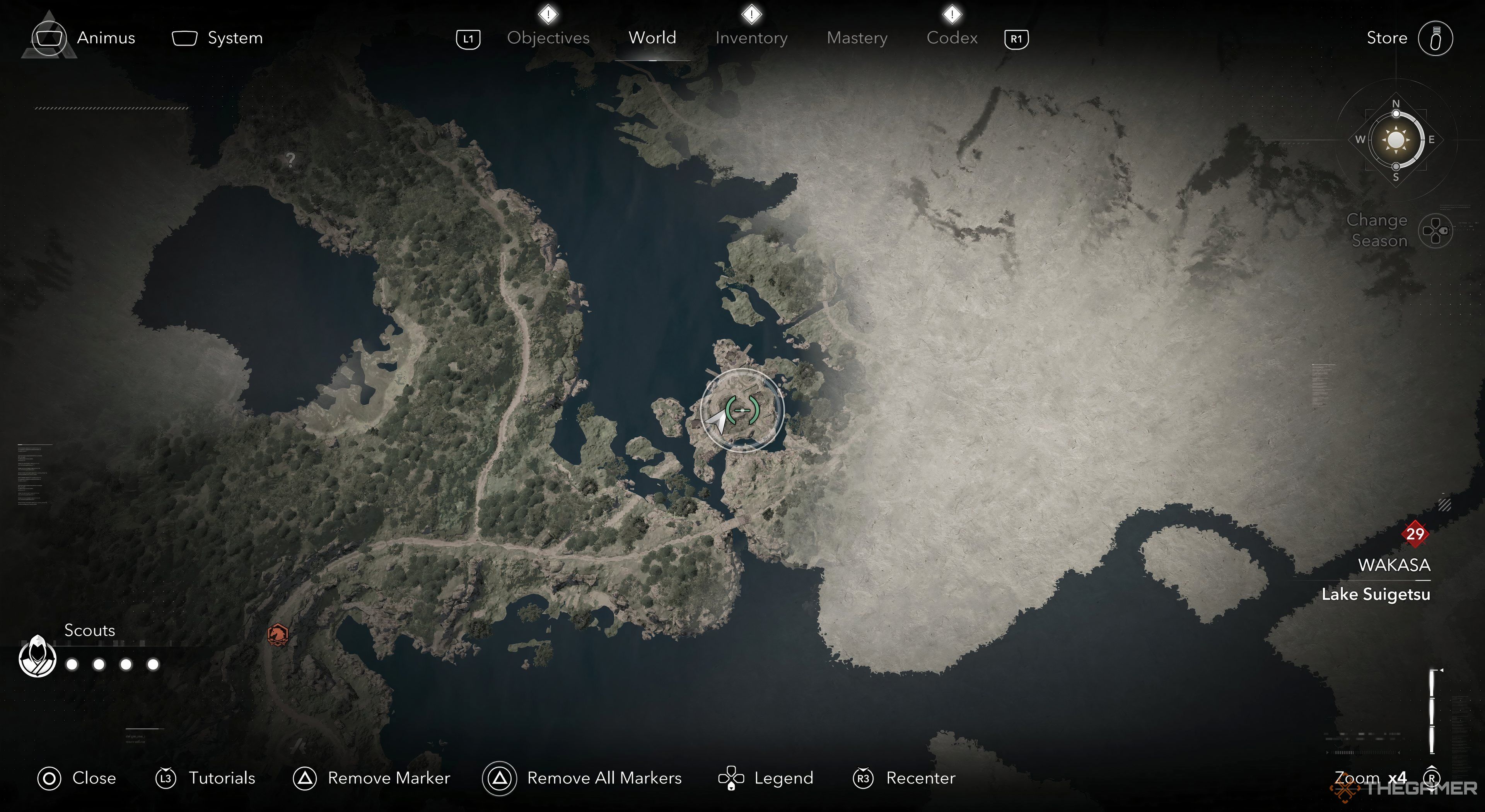 Assassin's Creed Crowned Crane location with a waypoint on it. 