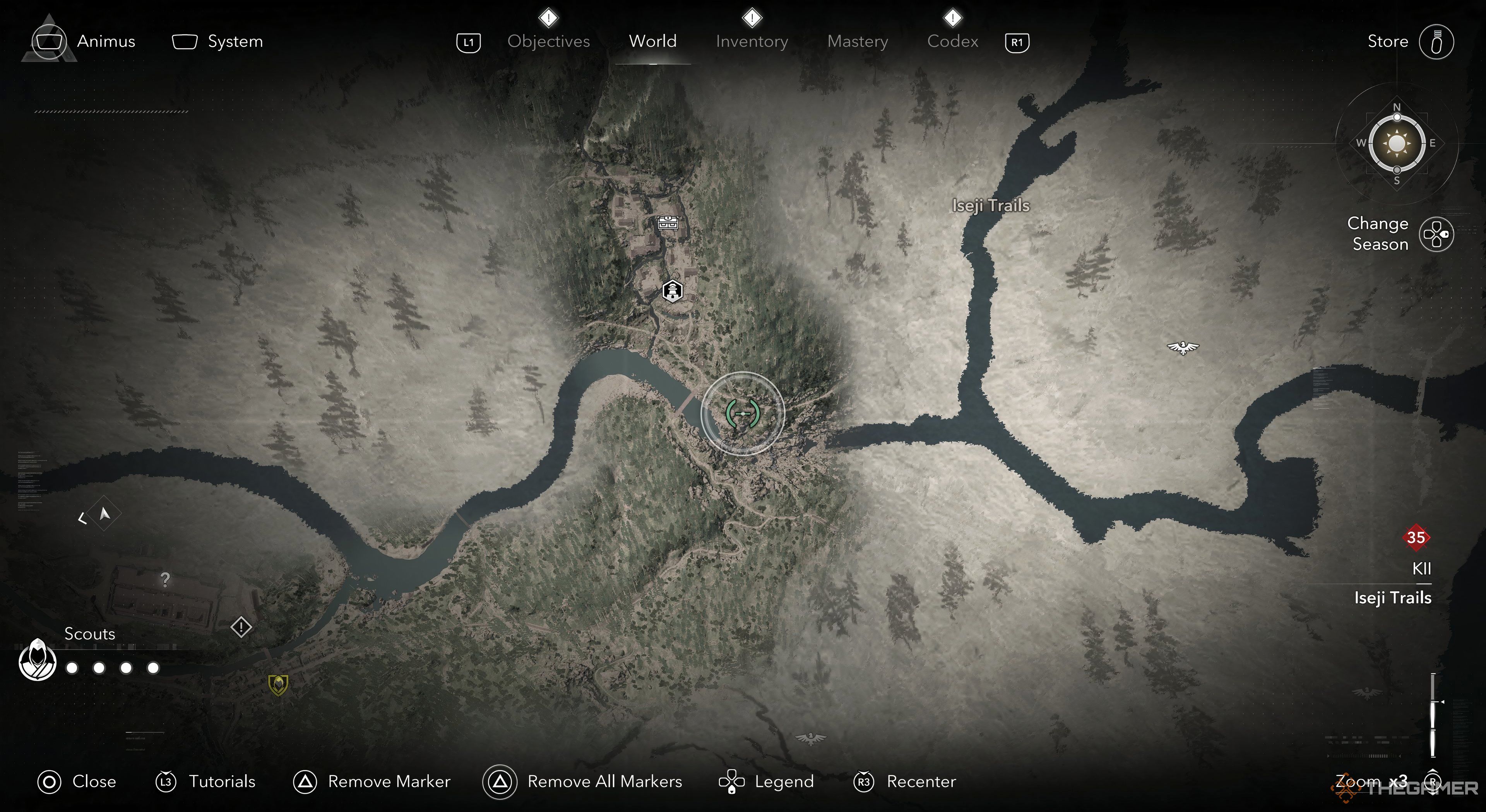 Assassin's Creed Shadows Kyonyo's camp highlighted with the waypoint. 