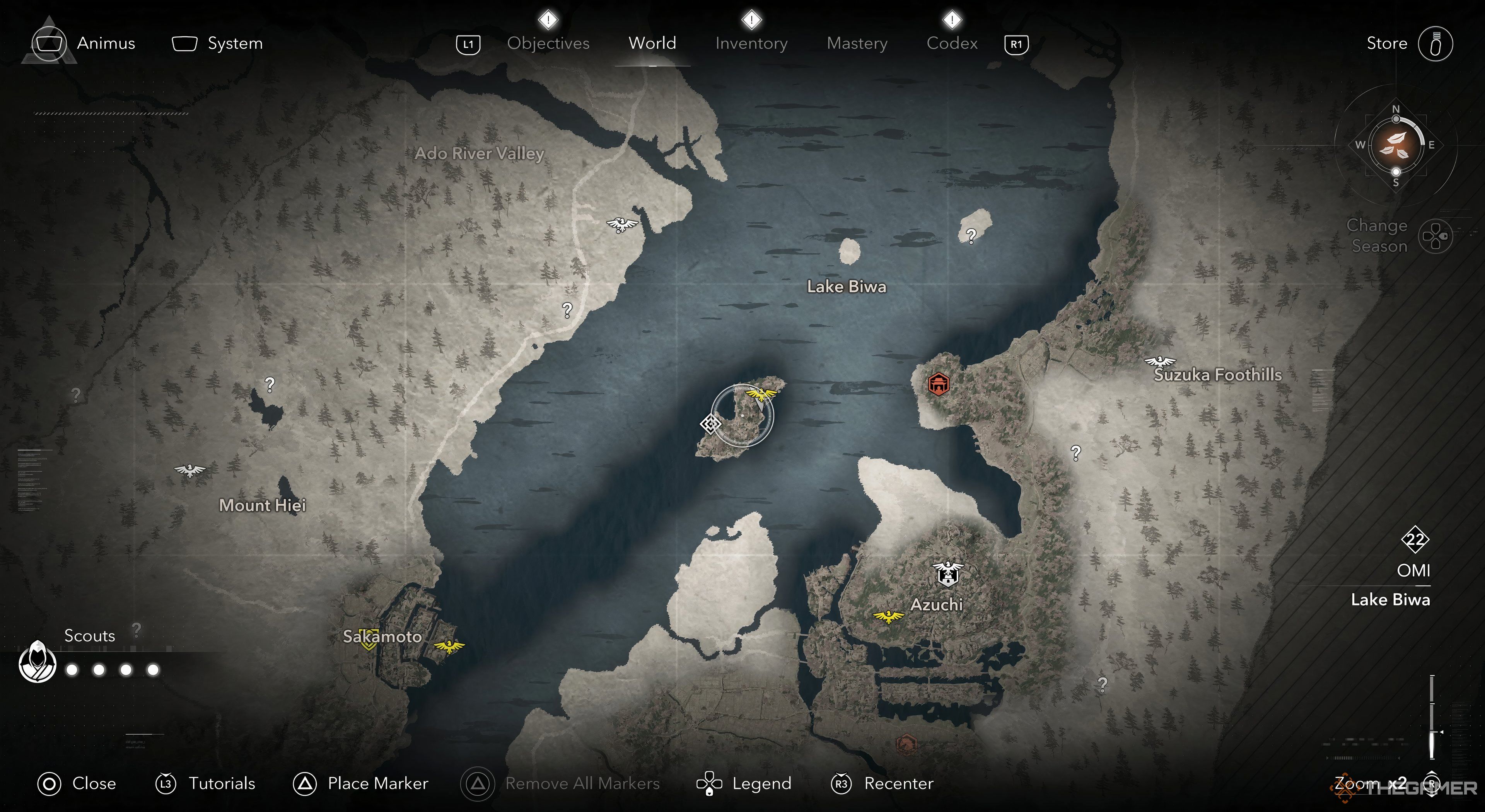 Okishima's location highlighted on the map in Assassin's Creed Shadows. 