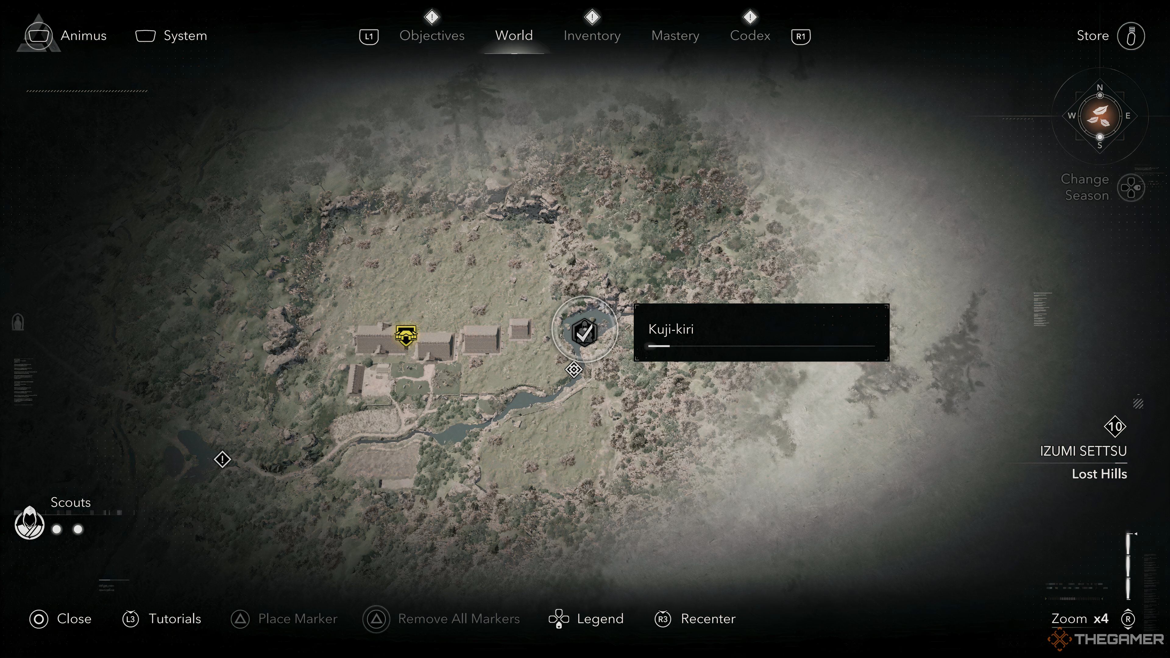 World map showing the location of the secret treasure in the Assassin's Creed Shadows hideout.