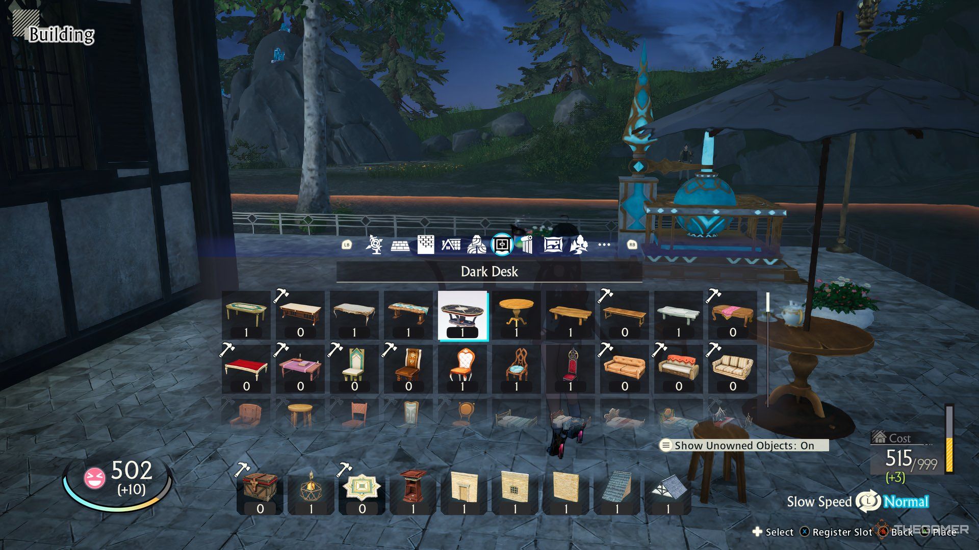 Some of the craftable furniture and their costs in Atelier Yumia: The Alchemist of Memories & the Envisioned Land.